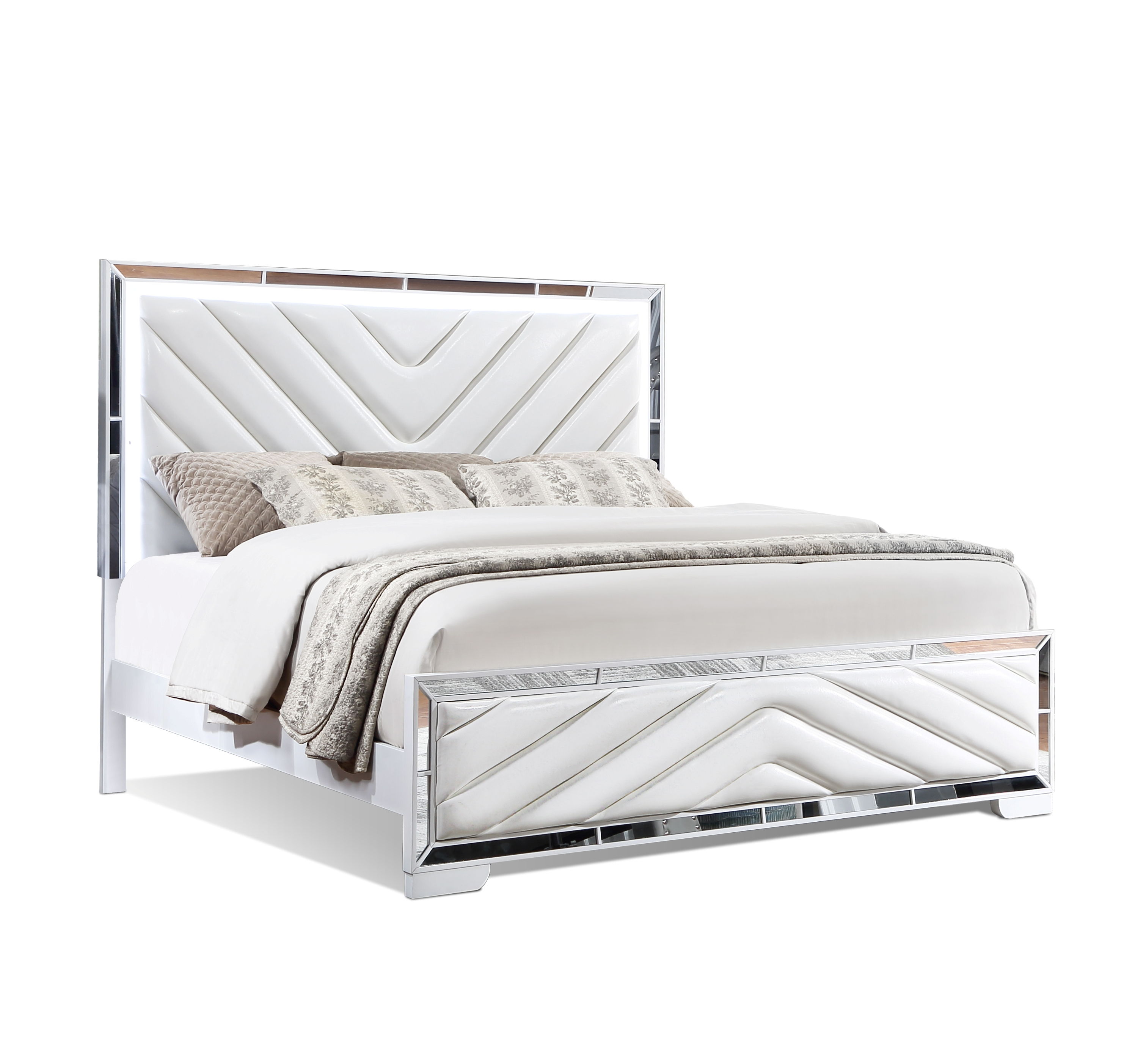 Bella Esprit Celina White King Bed with LED Lights