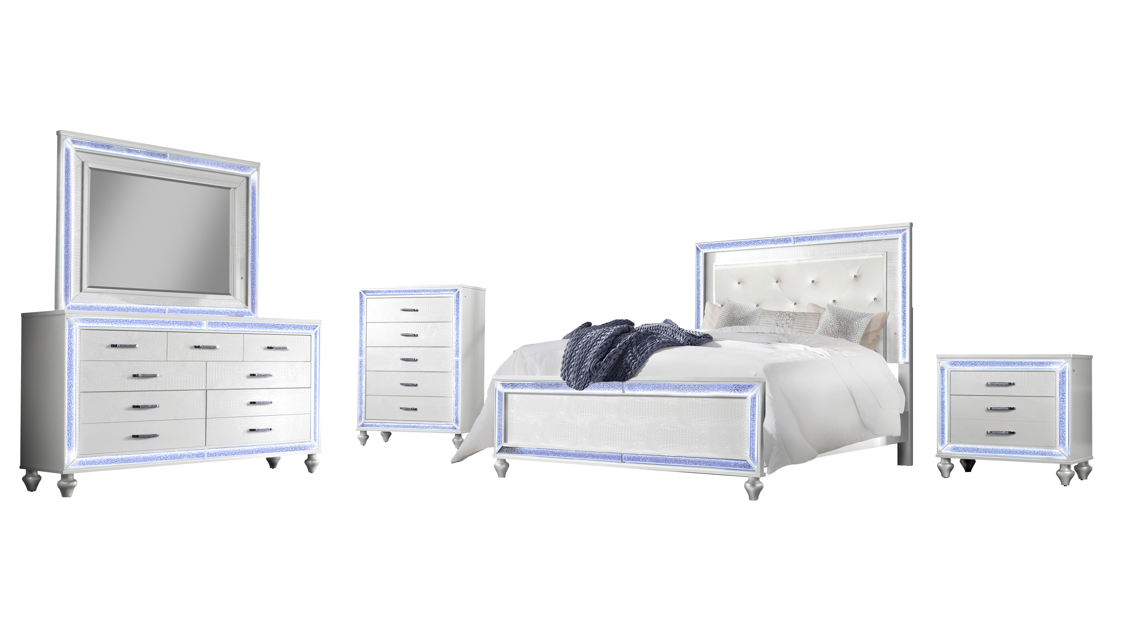 Bella Esprit Reve Belle White 5pc Queen Bedroom Set
