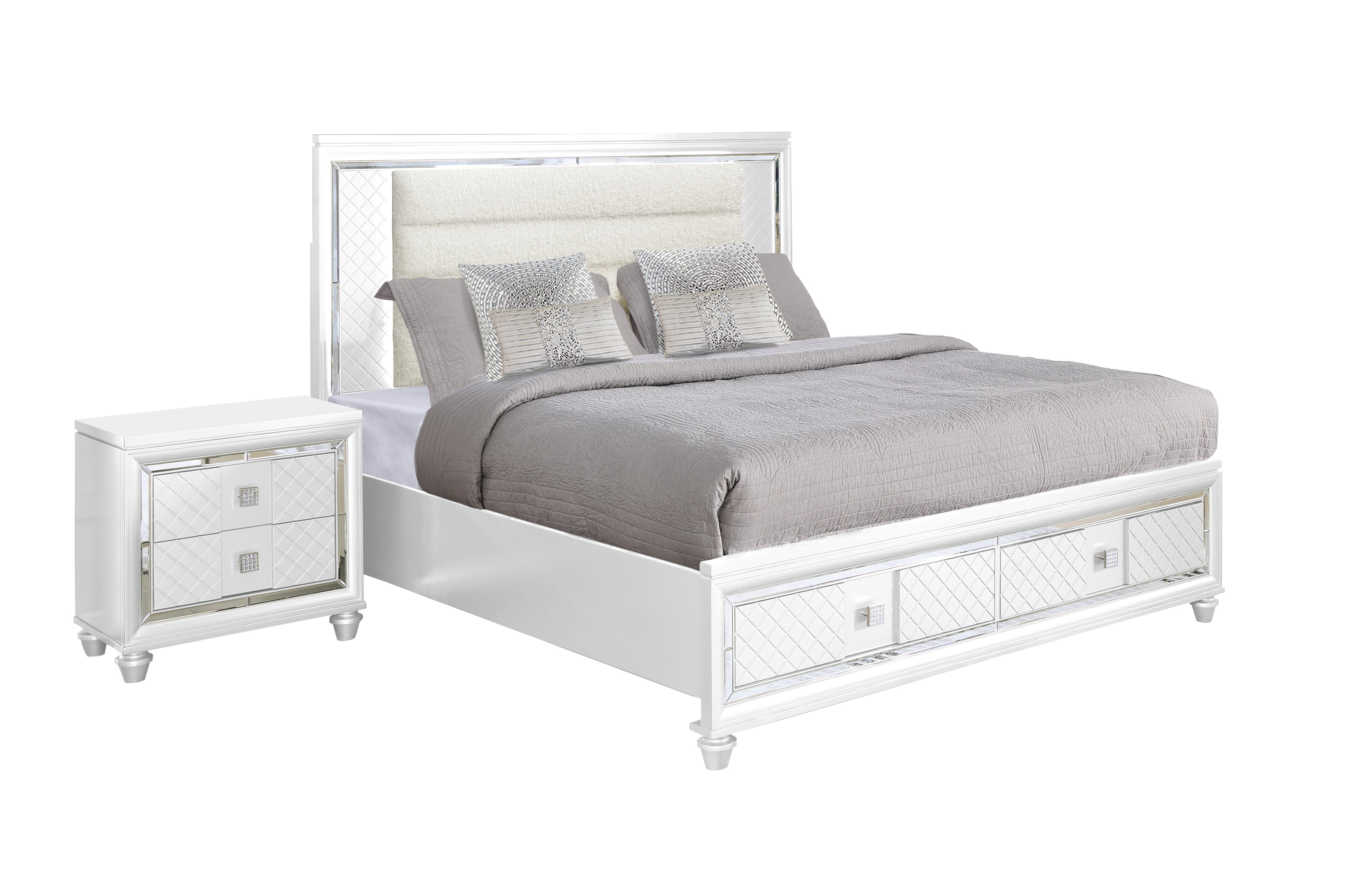 Bella Esprit Carlyle White 2pc Bedroom Set With Queen Storage Bed