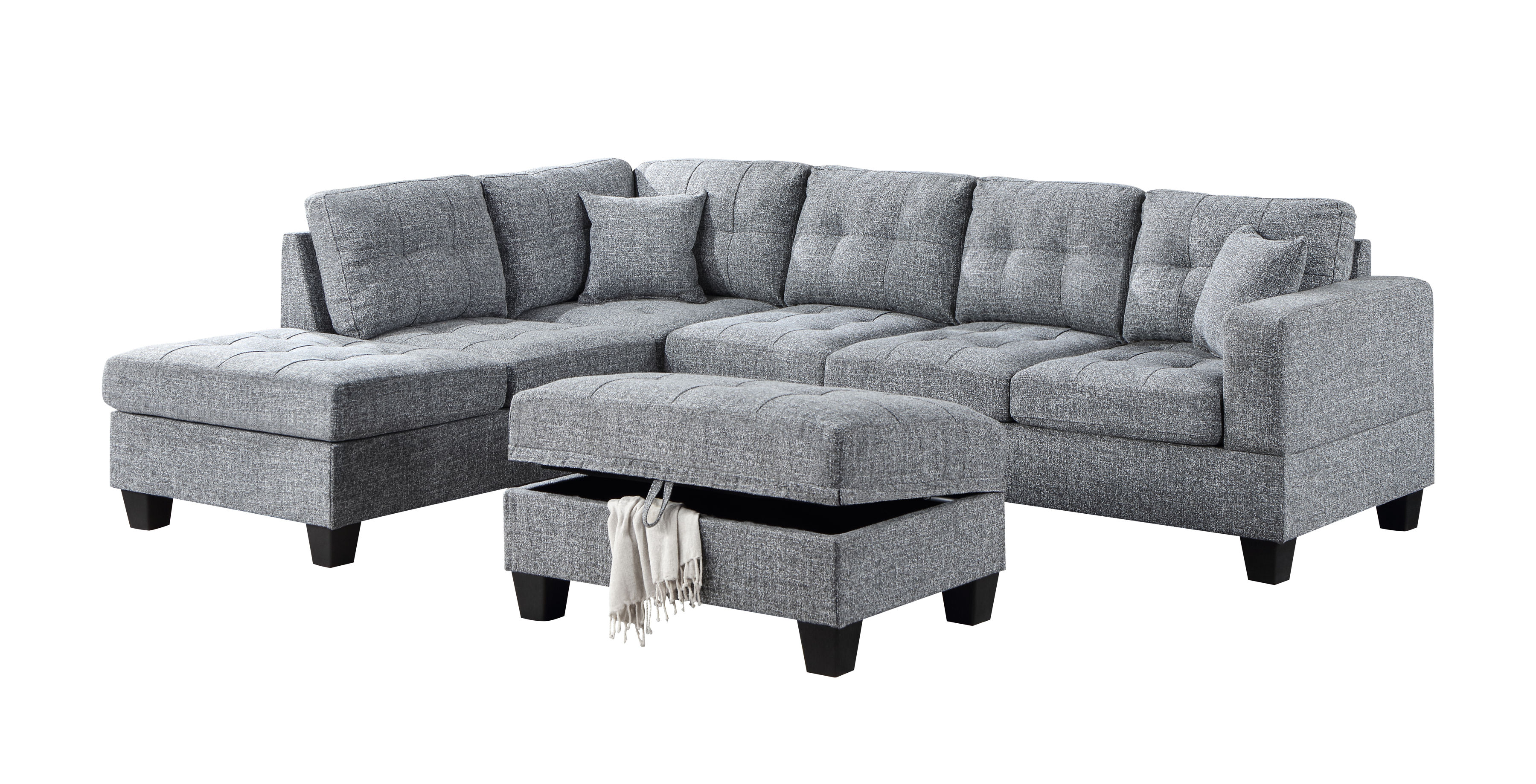 Bella Esprit Kayden Dark Grey Reversible Chaise Sectional with Ottoman