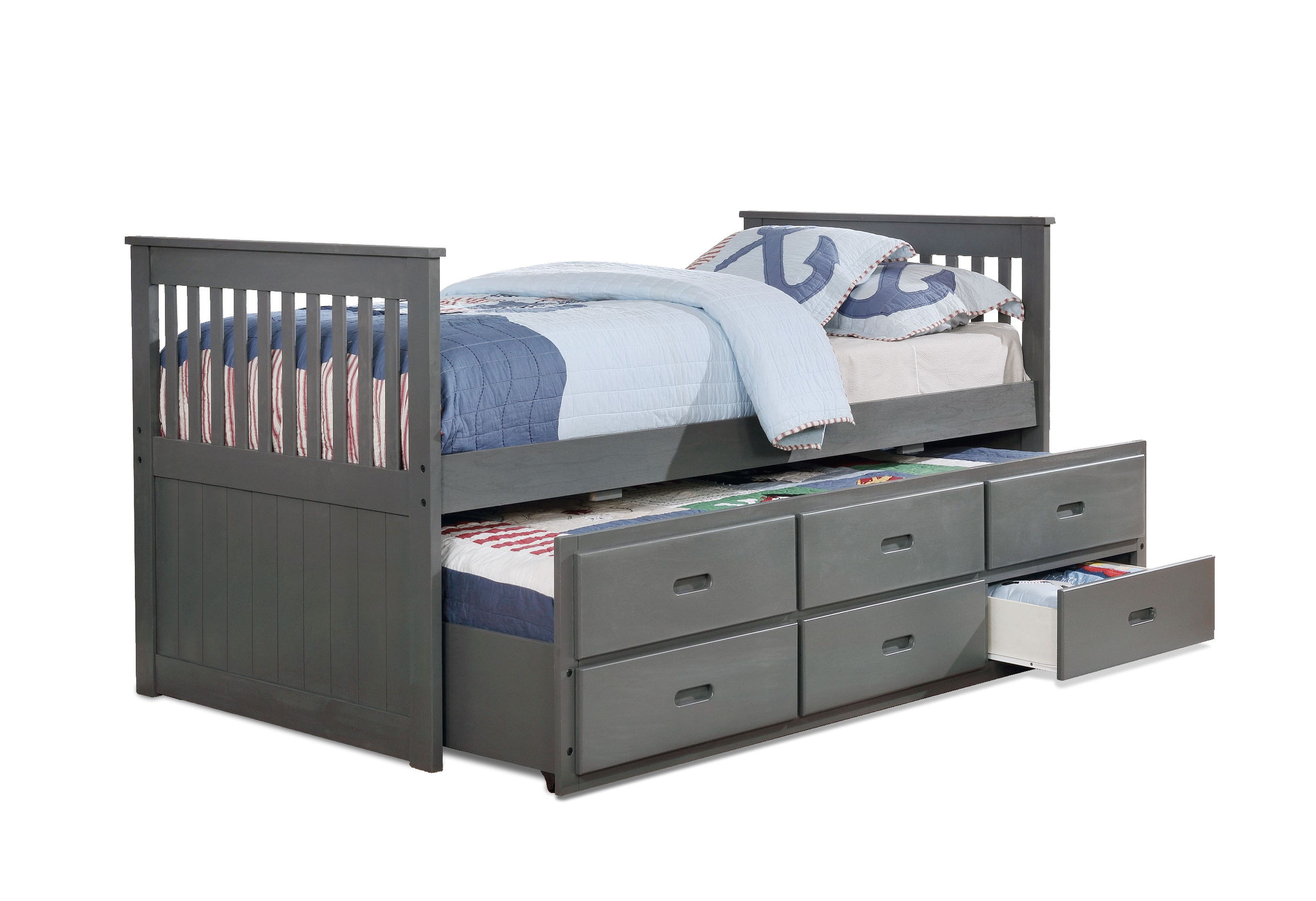 Bella Esprit Benny Gray Twin Captain Bed with Twin Trundle
