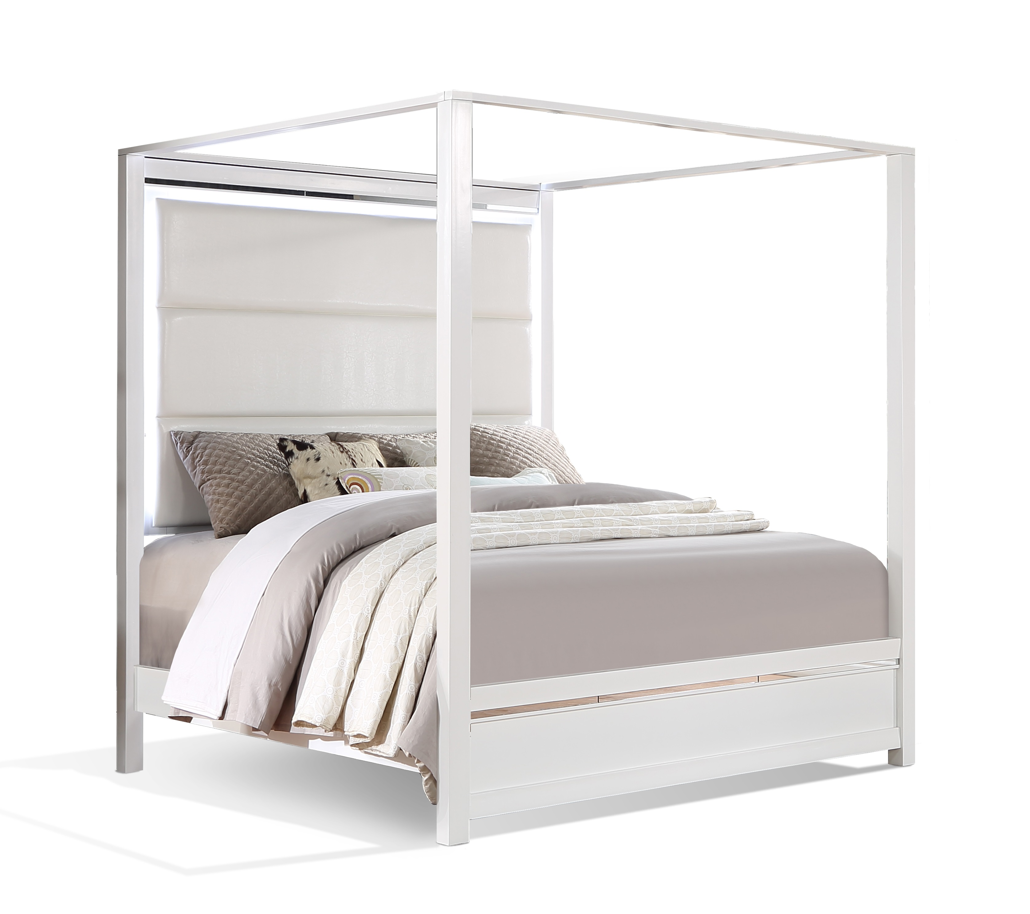 Bella Esprit Reve Belle Denali White Tall Queen Canopy Bed