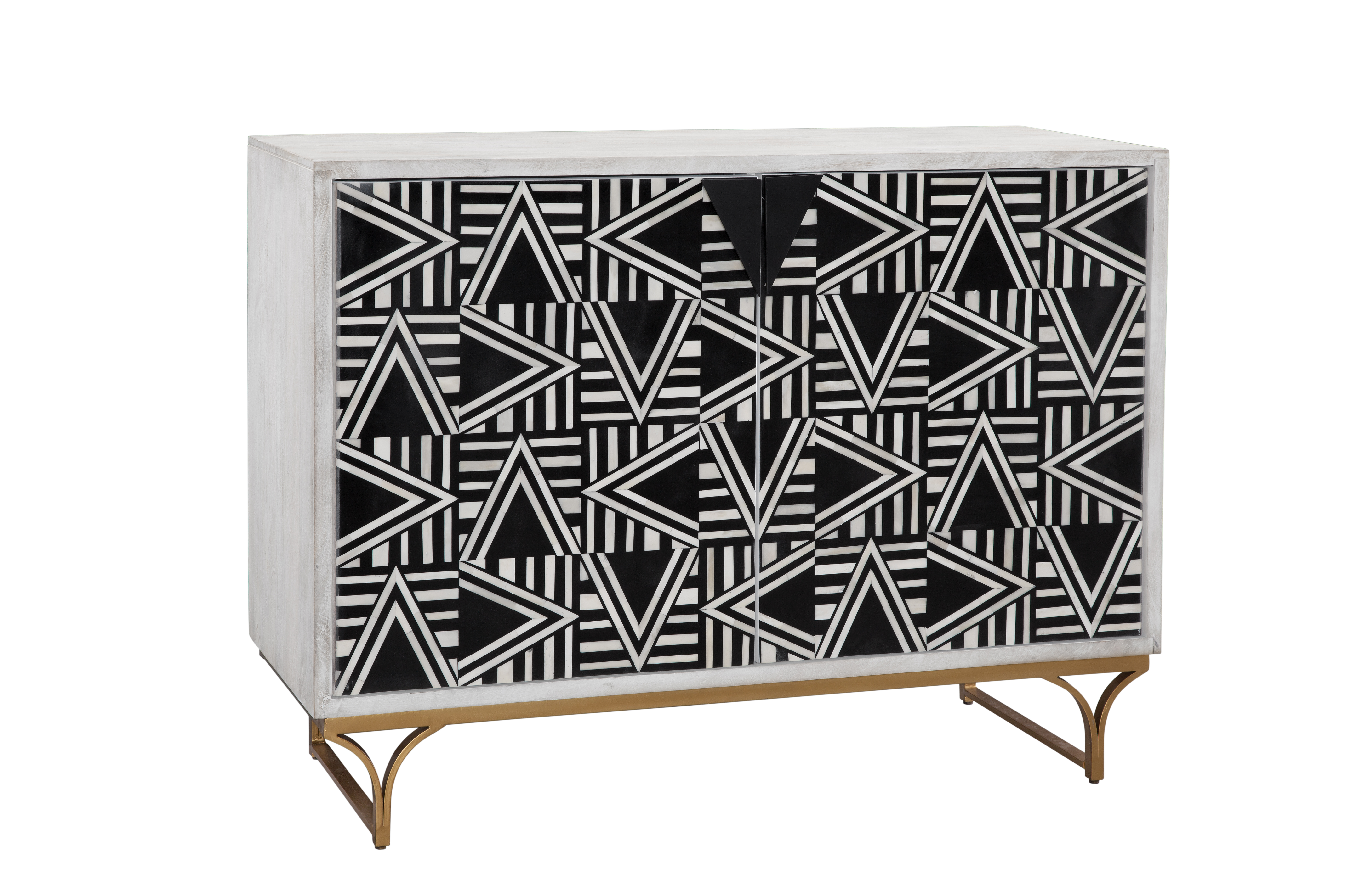 Bassett Mirror Martina White Wash Black Bone Bar Cabinet