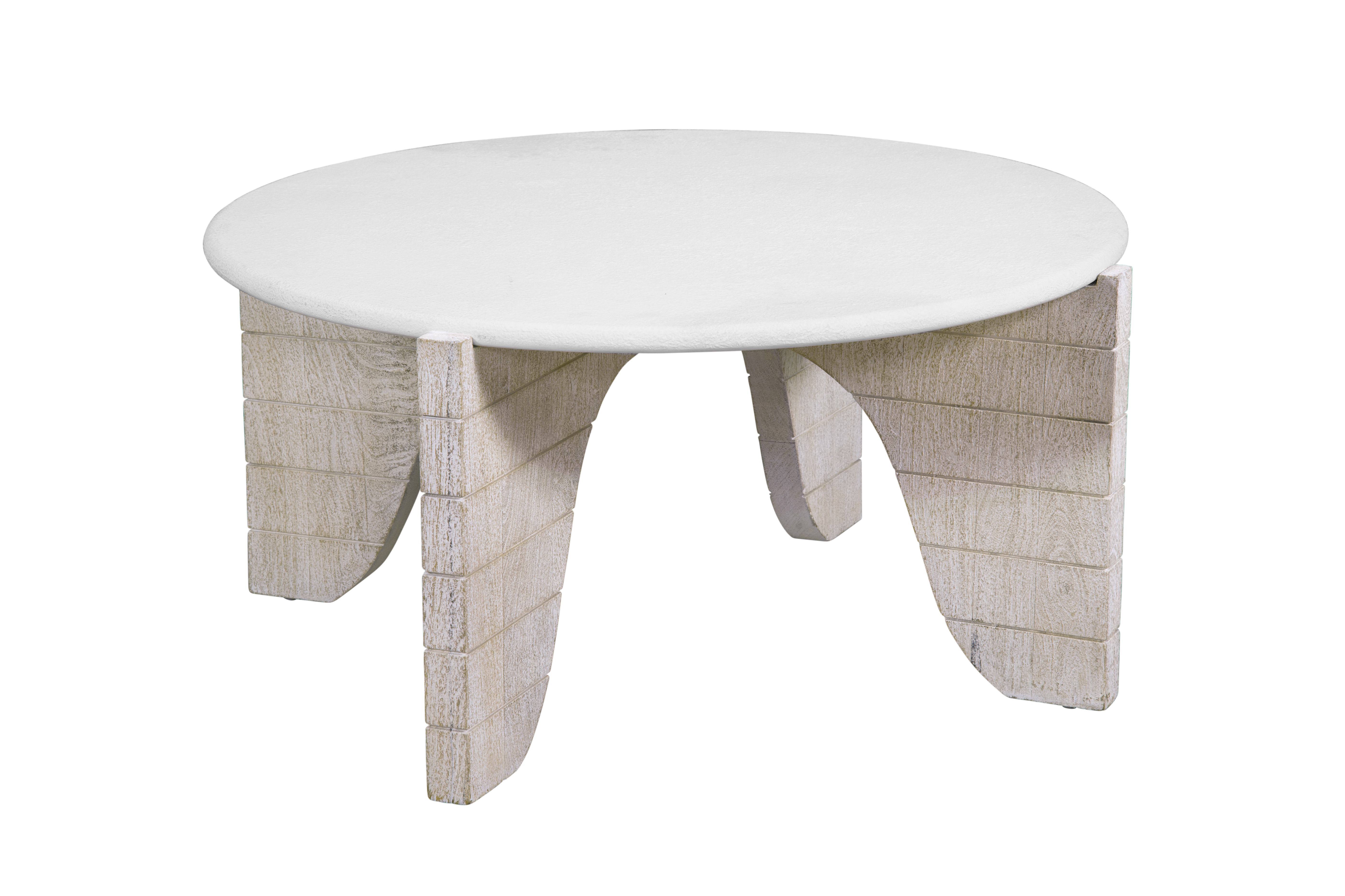 Bassett Mirror Bali White Wash Round Cocktail Table