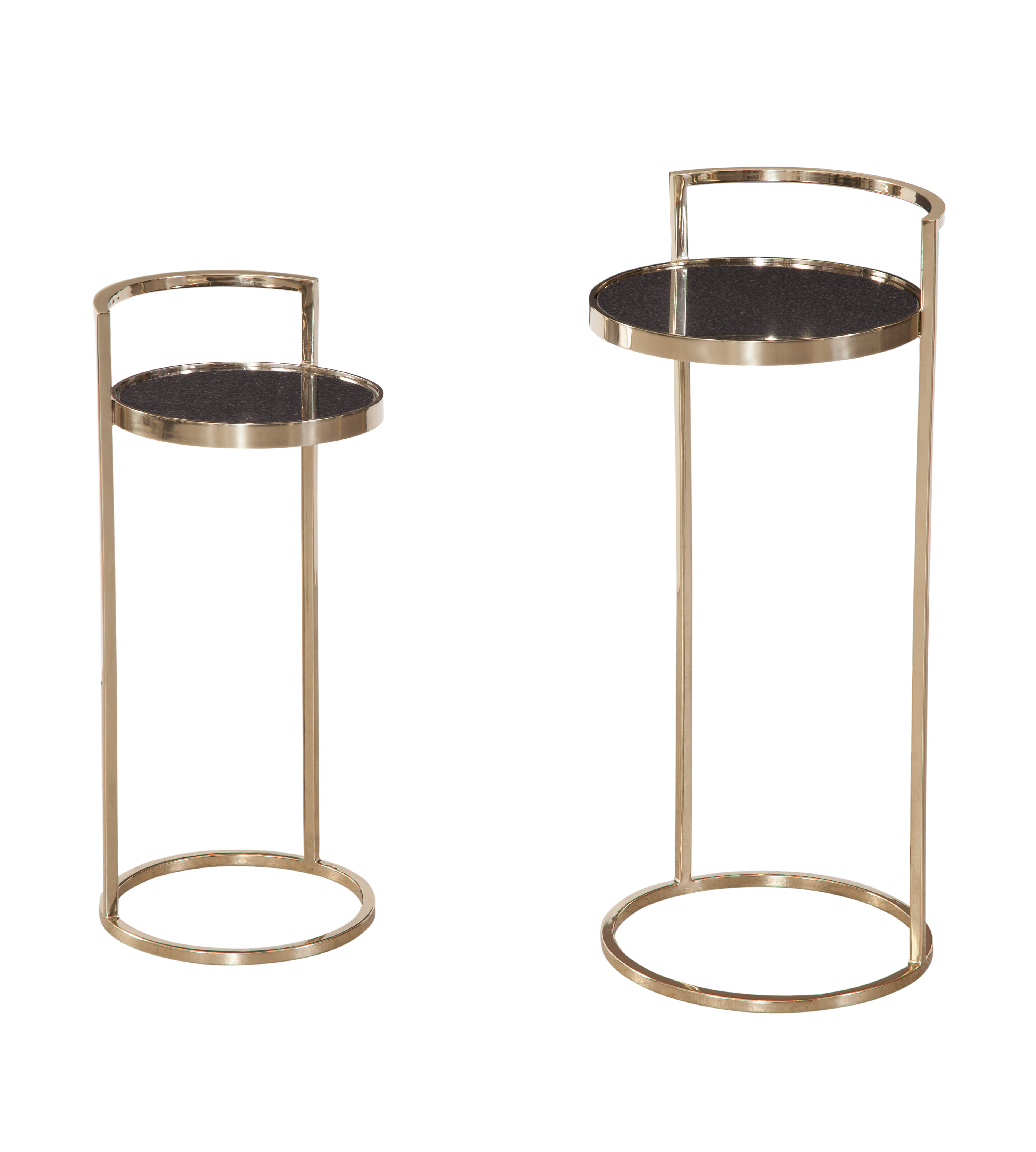 Bassett Mirror Carrillo Black Champagne Rose Gold 2pc Accent Table Set
