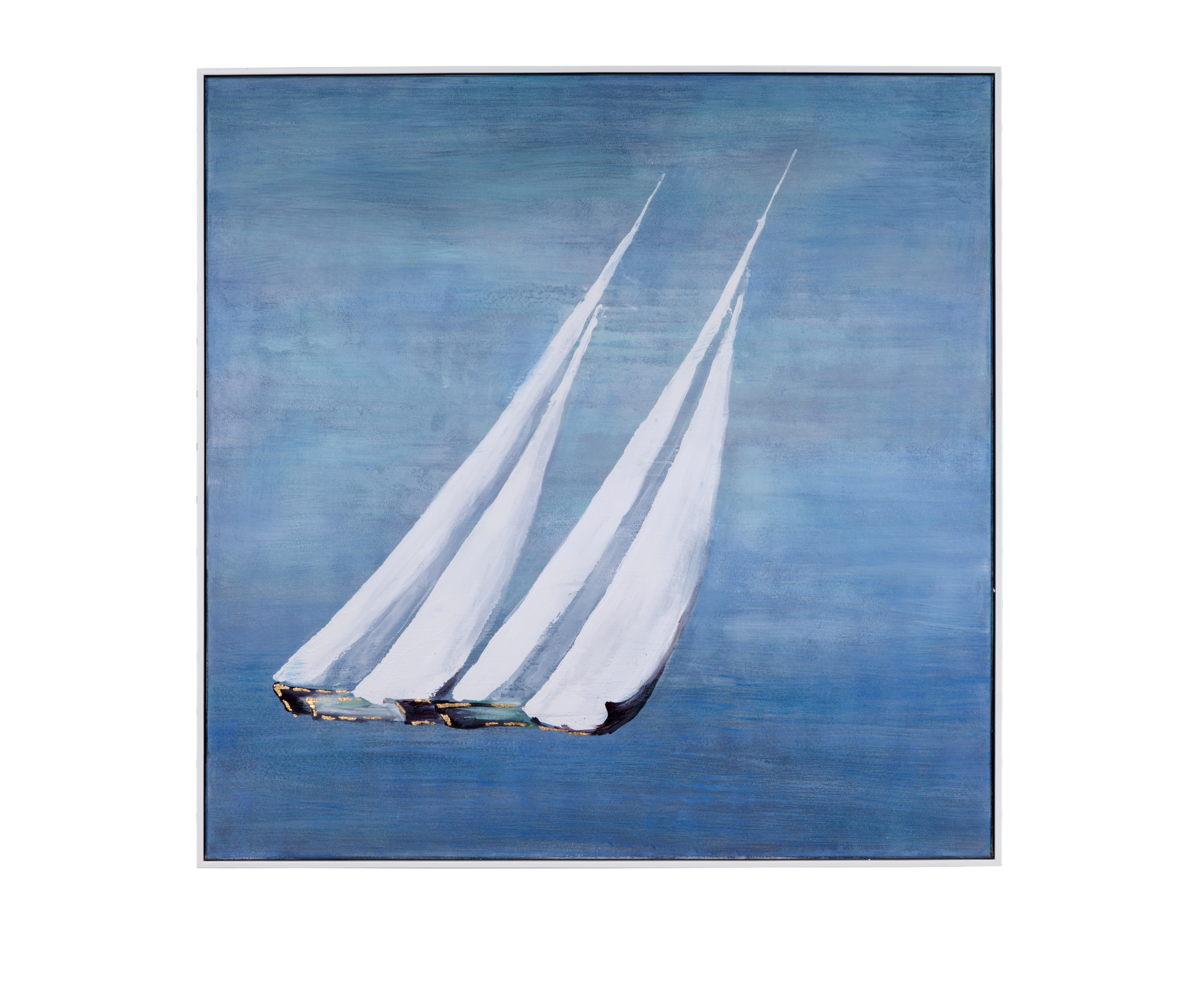 Bassett Mirror Journey White Blue Framed Canvas Wall Art