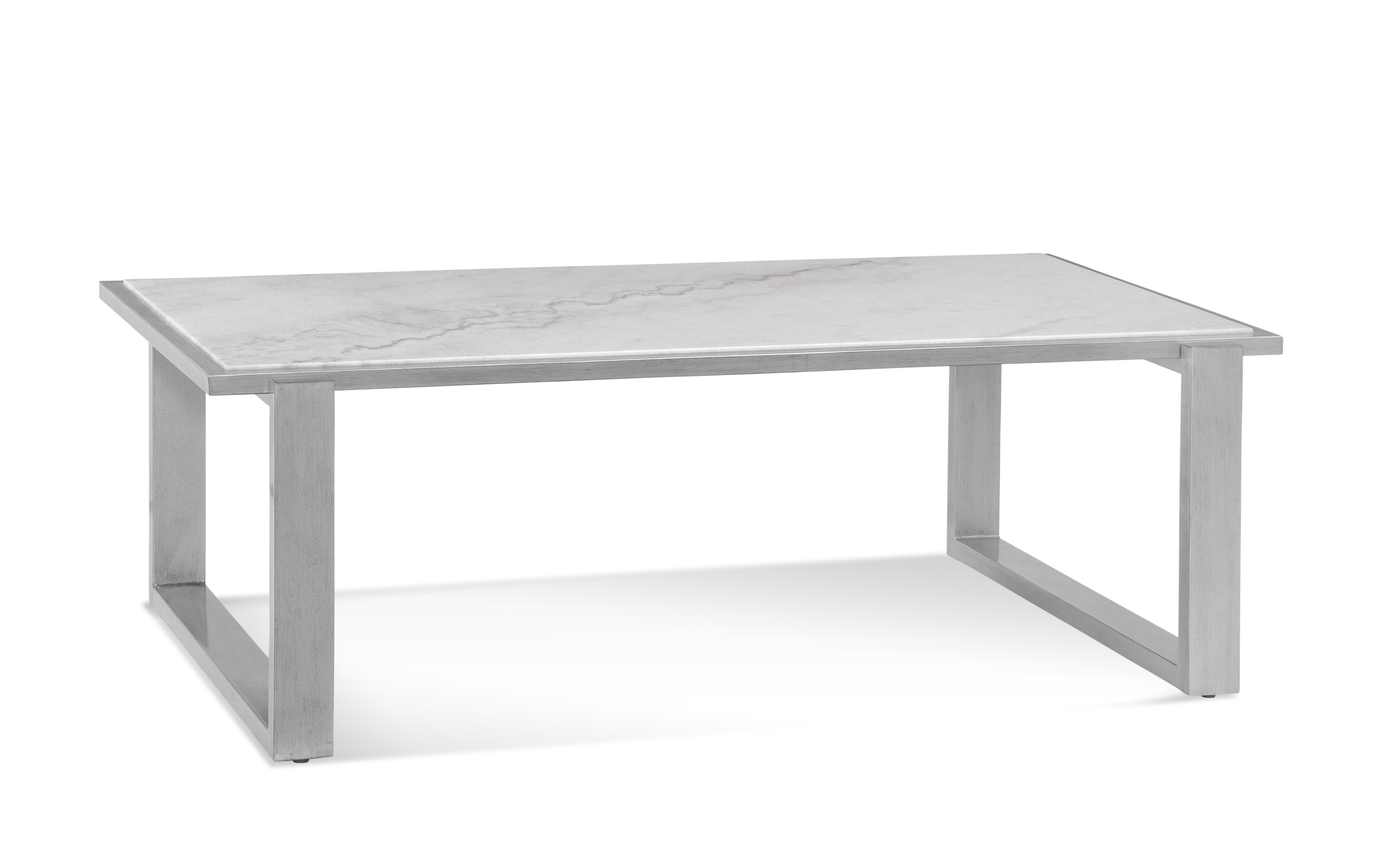 Bassett Mirror Hessie Silver White Rectangle Cocktail Table