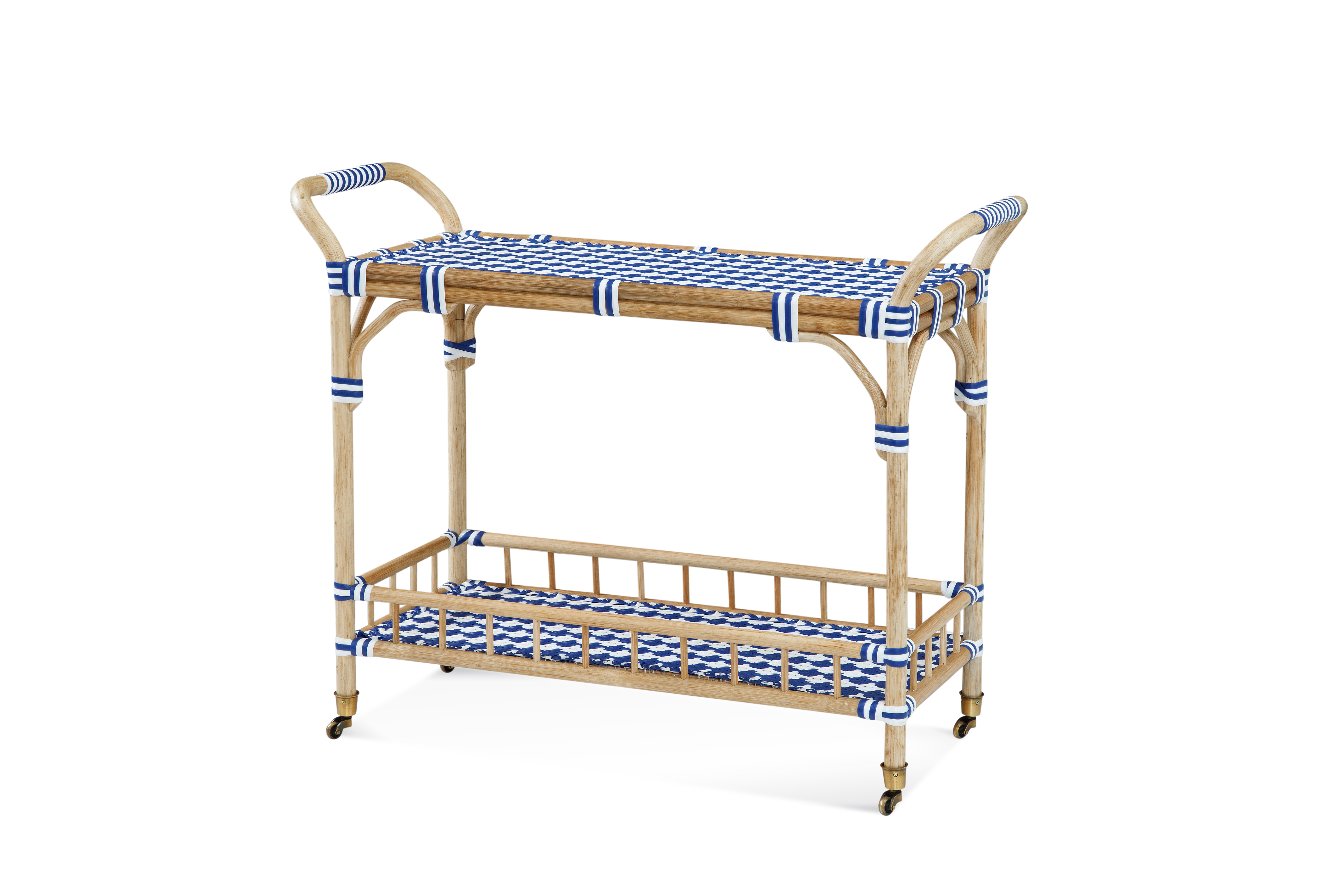 Bassett Mirror Ventana Blue White Bar Cart