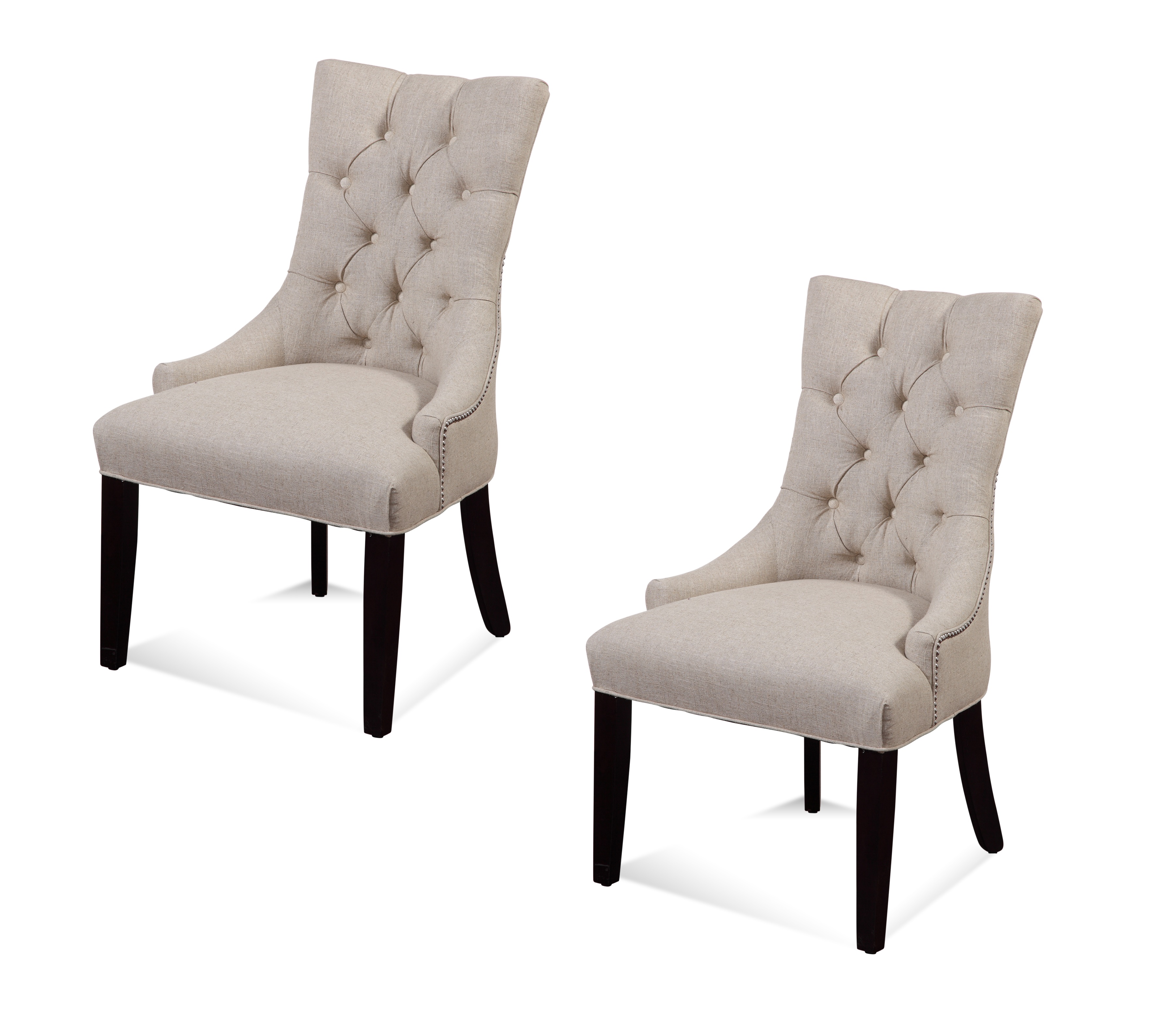 2 Bassett Mirror Fortnum II Natural Nailhead Parson Chairs