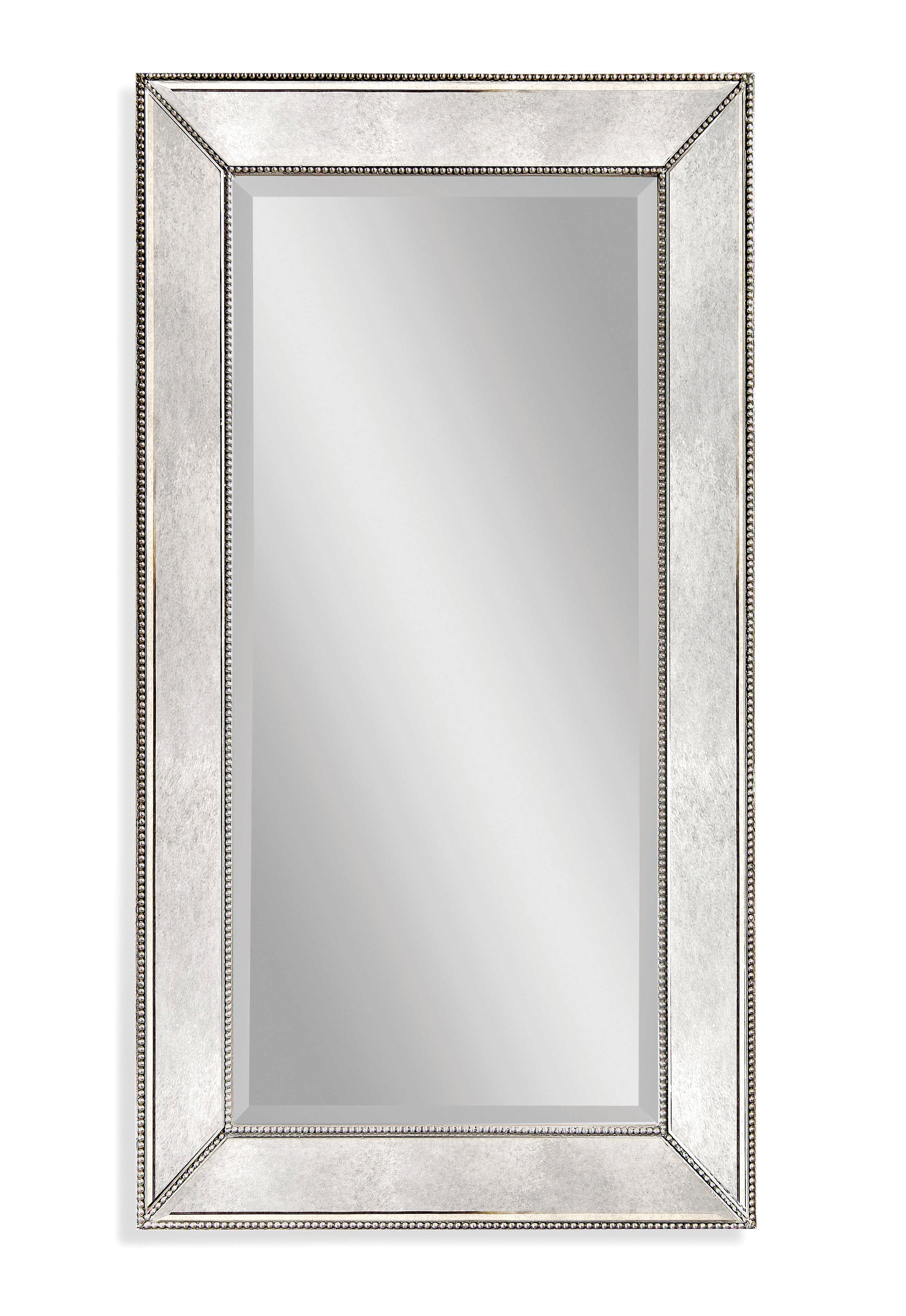 Bassett Mirror Beaded Silver Rectangular Wall Mirror