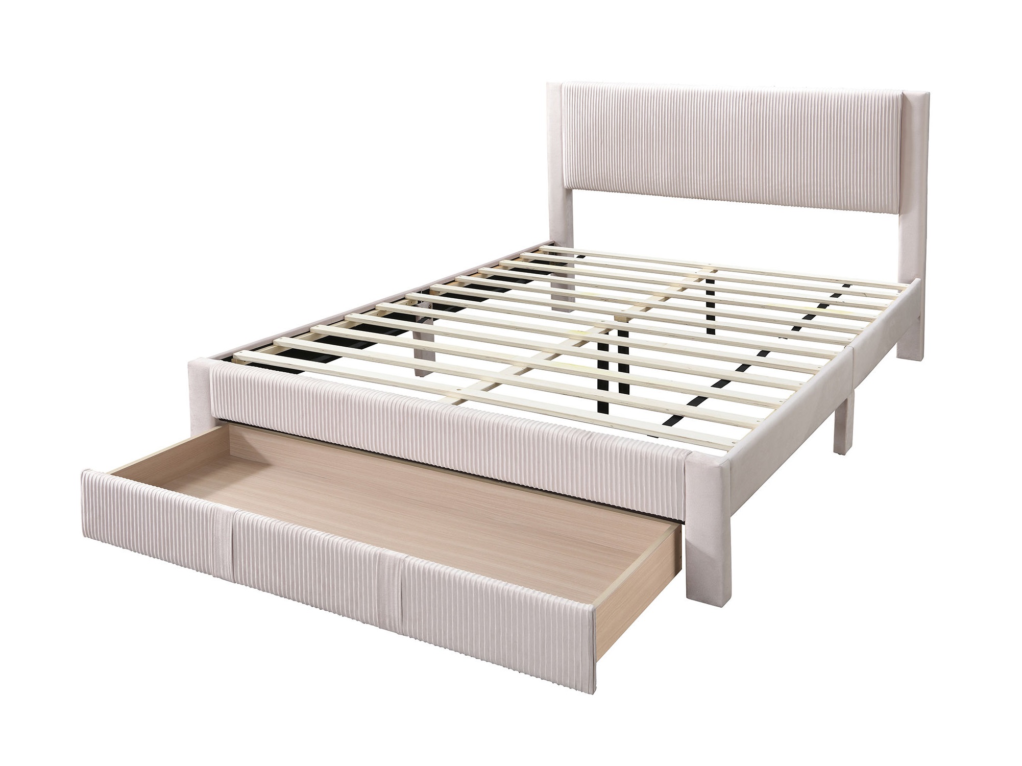 Poundex Light Pink Queen Bed with Underbed Drawer