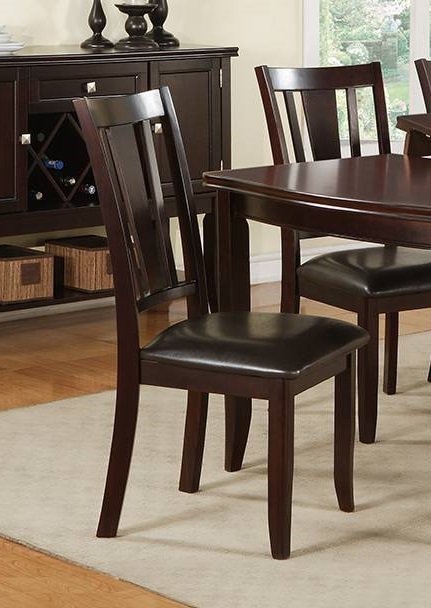 2 Poundex Espresso PU Dining Chairs