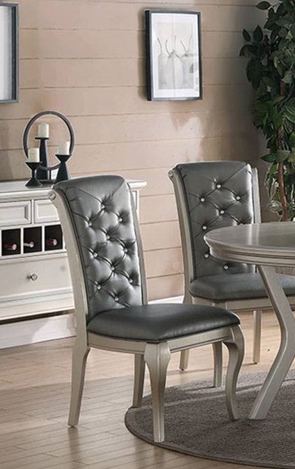 2 Poundex Silver Dining Chairs