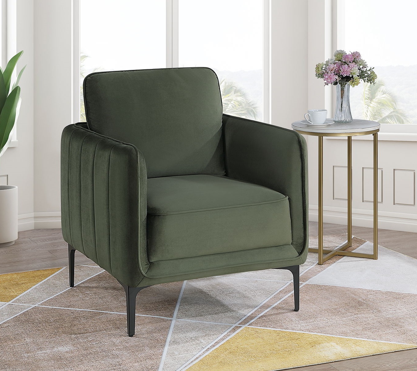 Poundex Dark Green Accent Chair