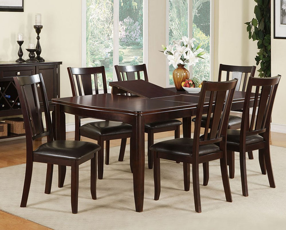 Poundex Espresso PU 7pc Dining Room Set