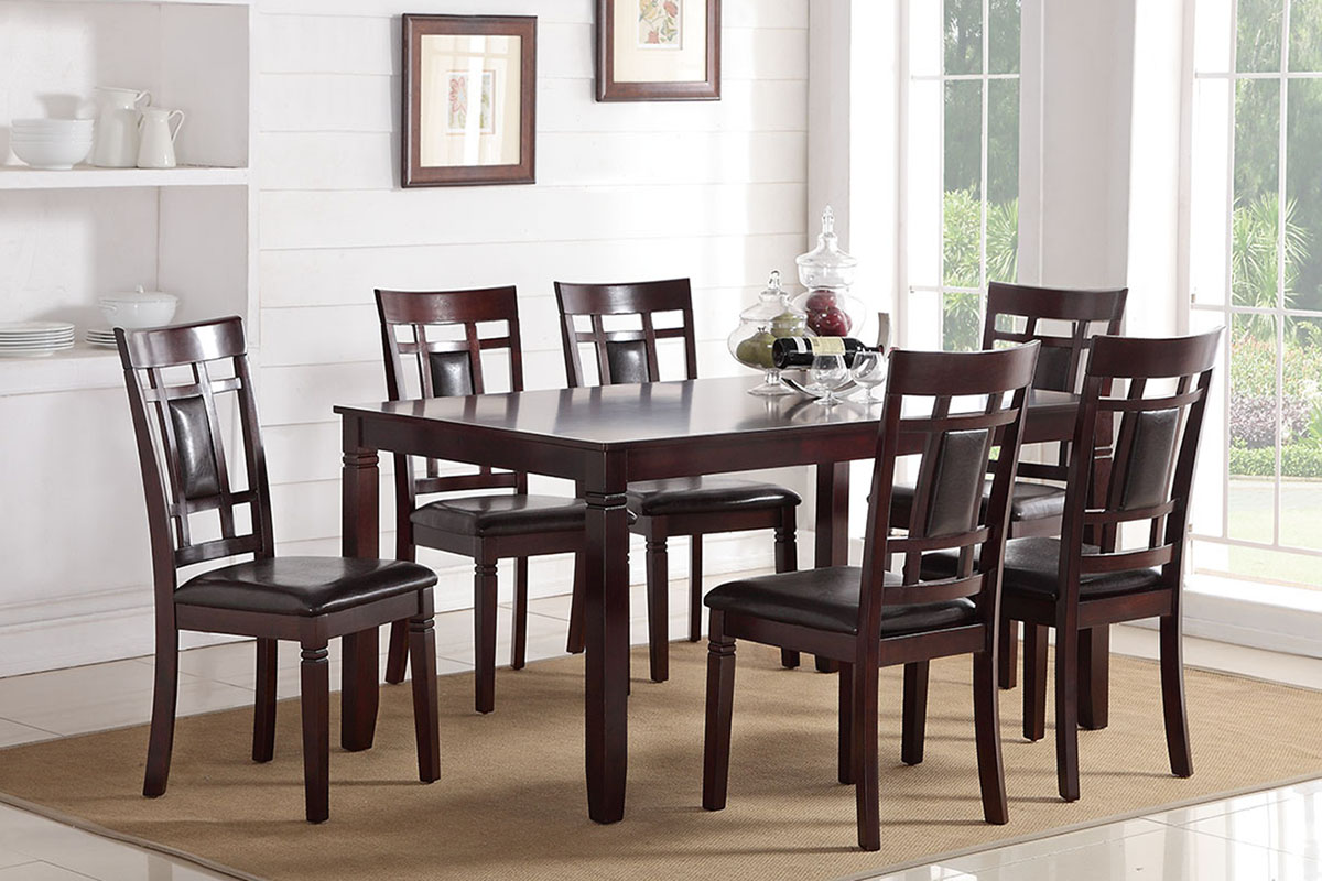 Poundex Cherry 7pc Dining Room Set