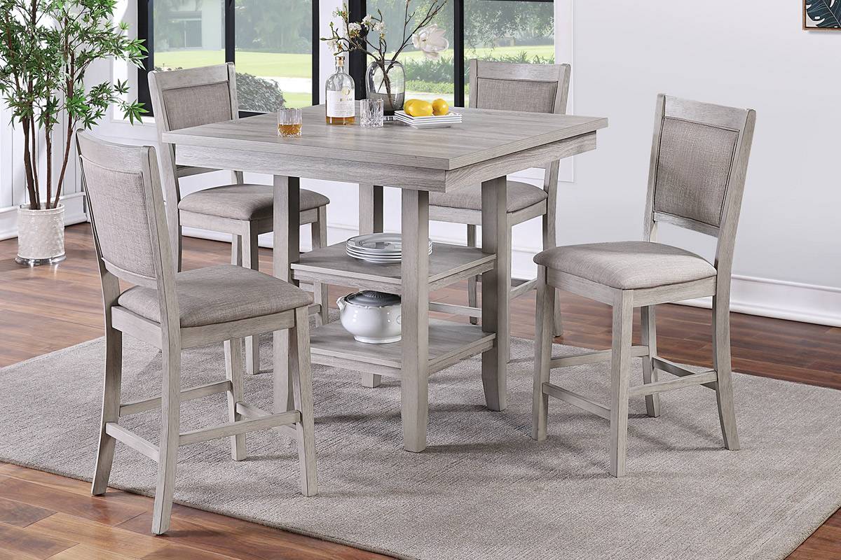 Poundex Rustic Grey 5pc Counter Height Set