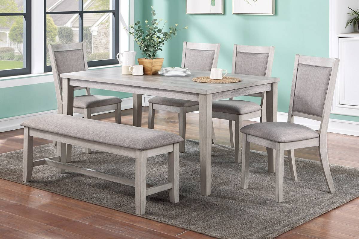 Poundex Rustic Grey 6pc Dining Room Set