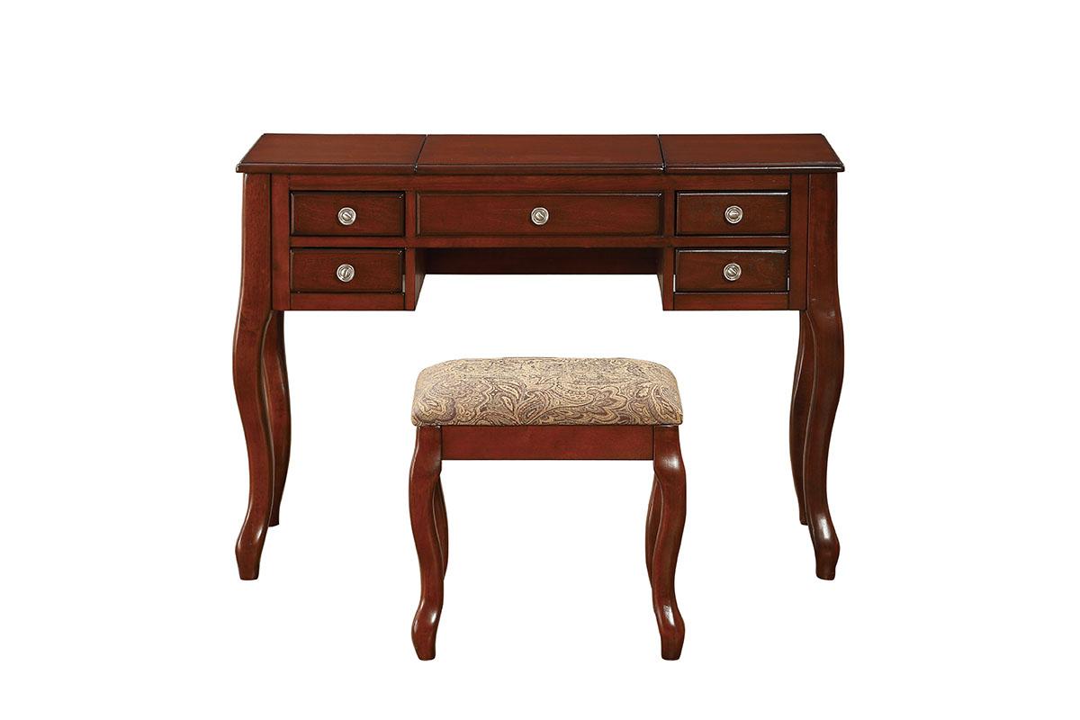 Poundex Cherry Storage Vanity Set