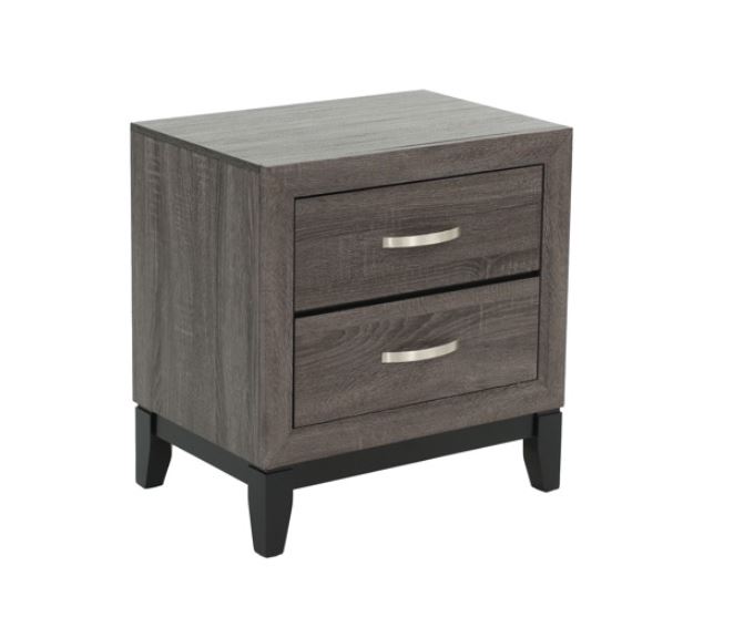 Poundex Foil Grey Solid Wood Night Stand