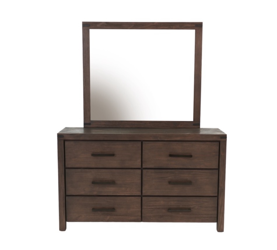 Poundex Espresso Pine Plywood Dresser And Mirror