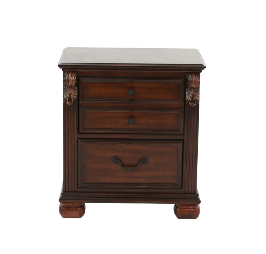 Poundex Dark Cherry Night Stand