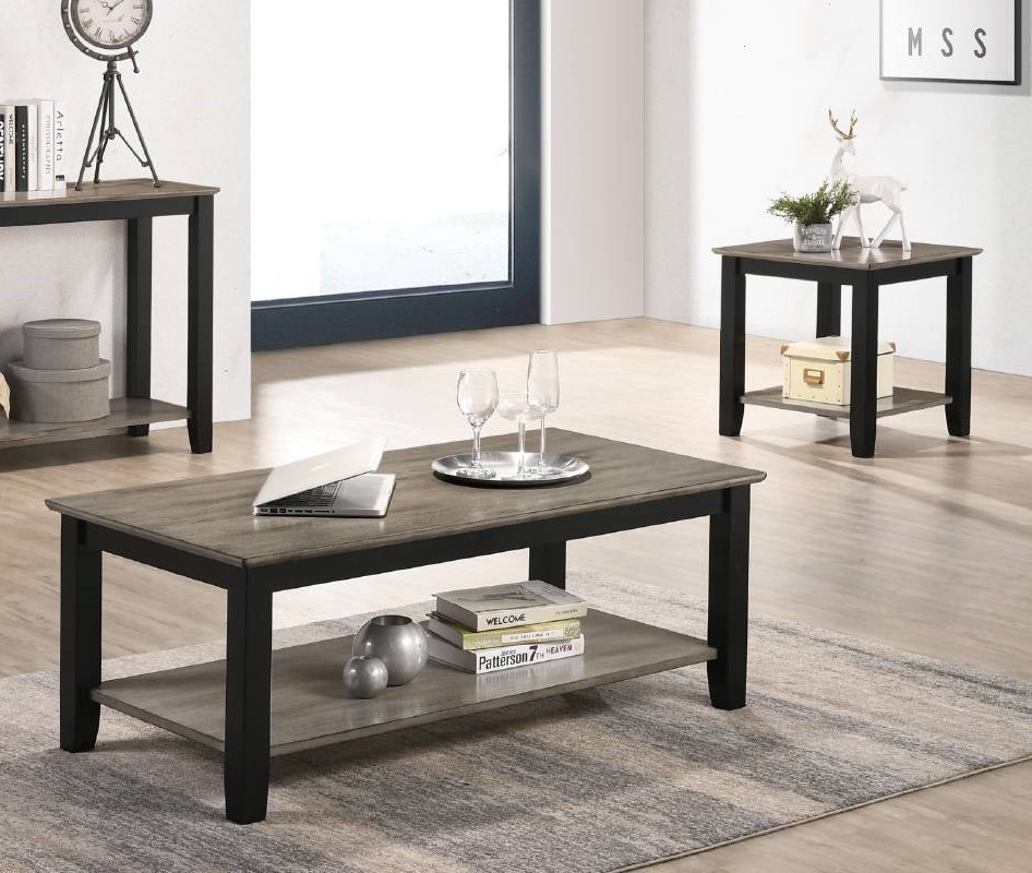 Poundex Gray Black 3pc Coffee Table Set BOSS-F6384-OCT-S1 Poundex Gray Black 3pc Coffee Table Set BOSS-F6384-OCT-S1