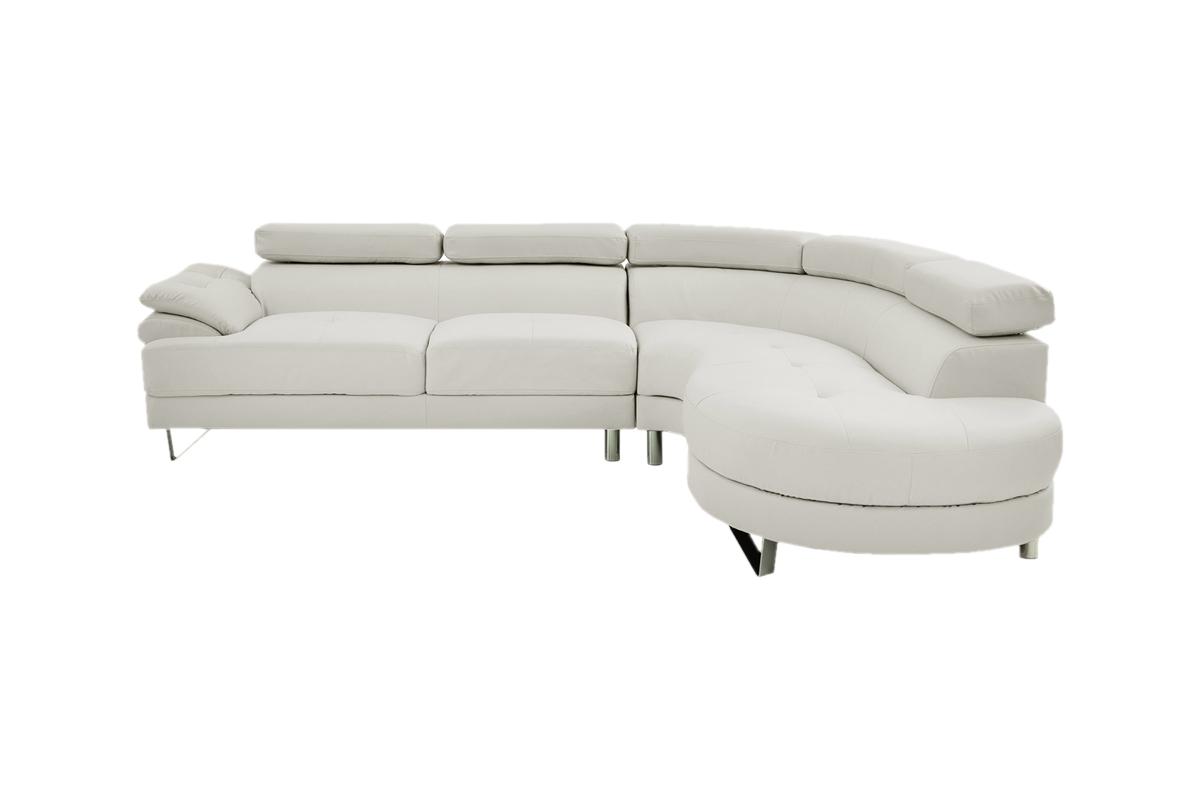 Poundex White Faux Leather 2pc Sectional