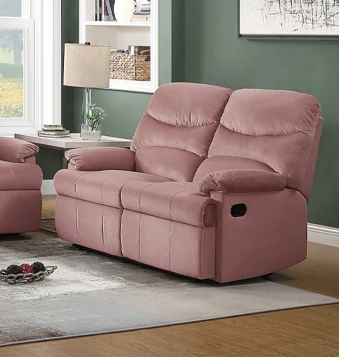 Poundex Blush Pink Recliner Loveseat