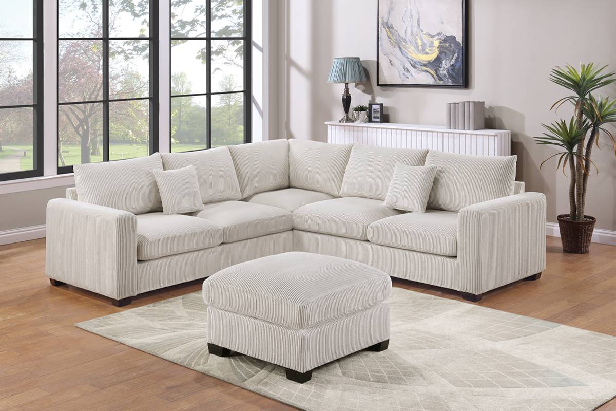 Poundex Ivory 4pc Sectional