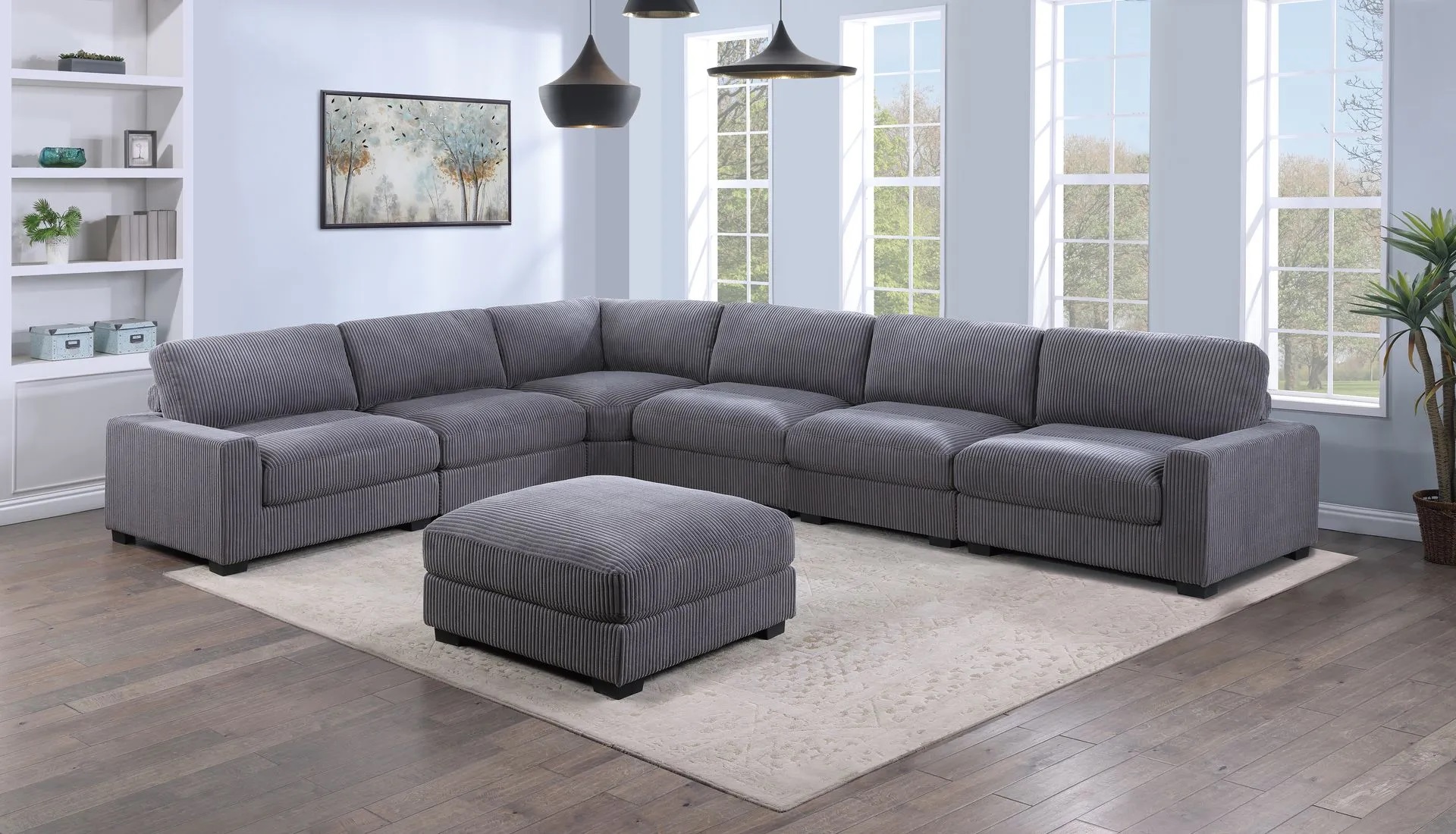 Poundex Gray 7pc Sectional BOSS-F8991-SEC-S1 Poundex Gray 7pc Sectional BOSS-F8991-SEC-S1