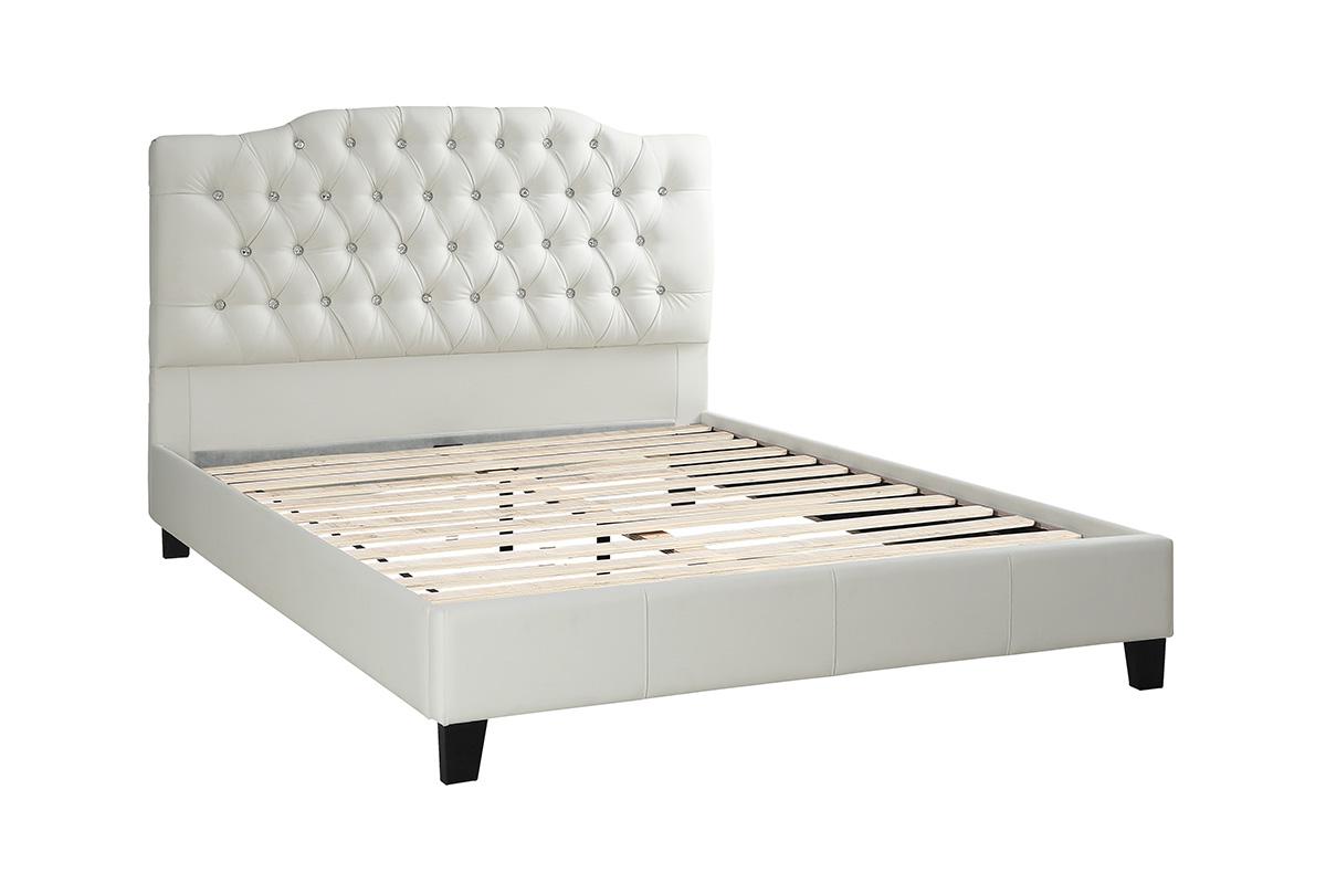 QUEEN BED/PU-WHITE