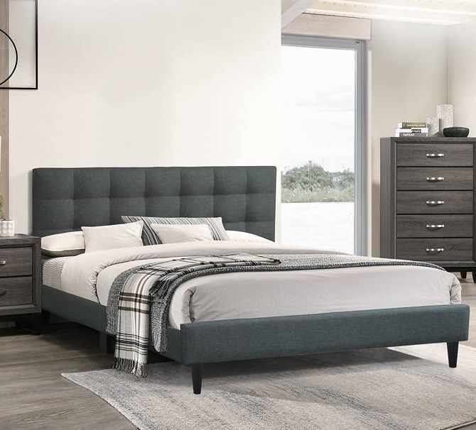 Poundex Contemporary Charcoal Espresso Queen Bed