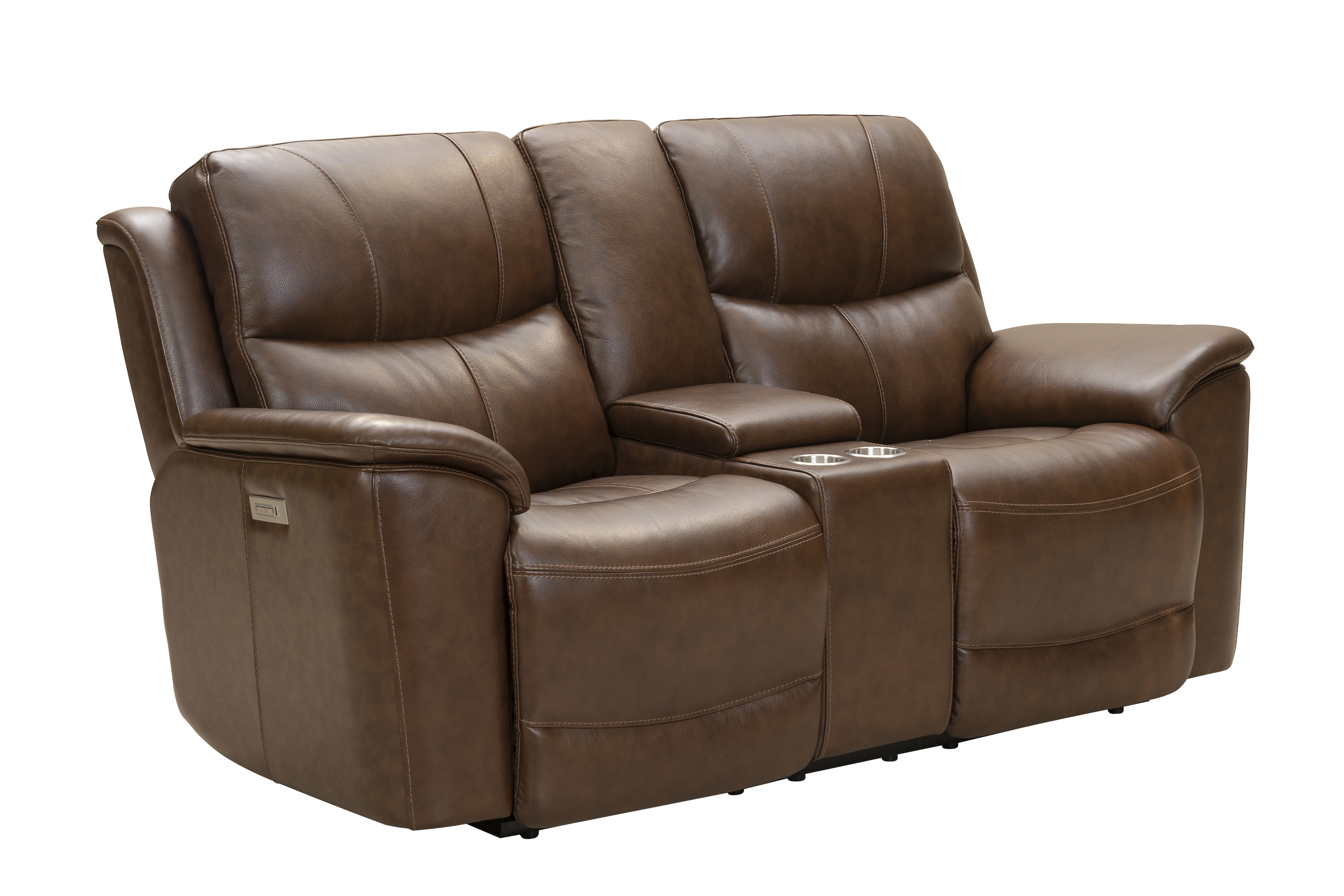 24PHL-3665 Kaden Power Reclining Console Loveseat w/Power Head Rests & Power Lumbar - 3724-86 Jarod Brown / leather match
