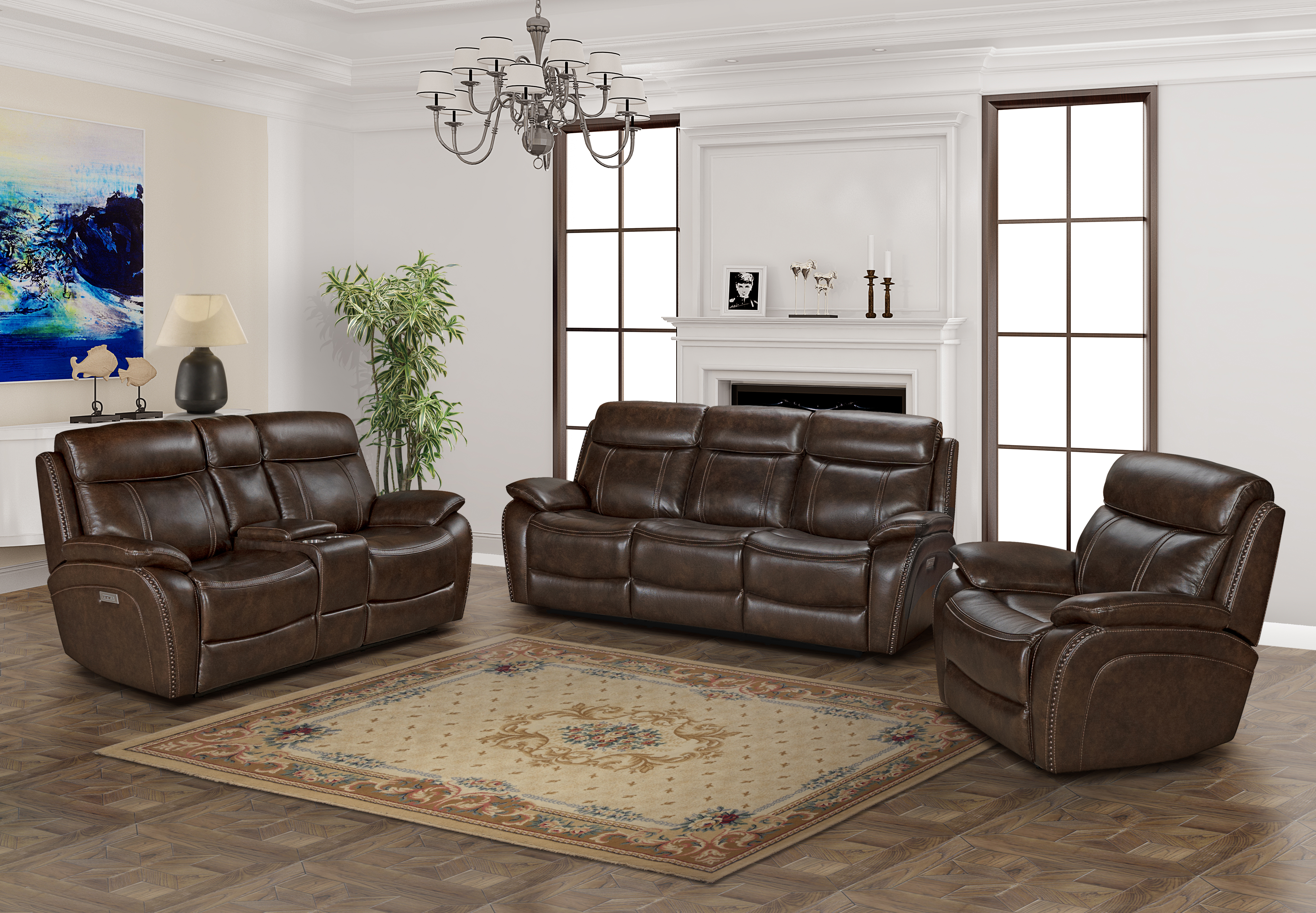 Barcalounger Sandover Tri Tone Chocolate 3pc Power Living Room Set