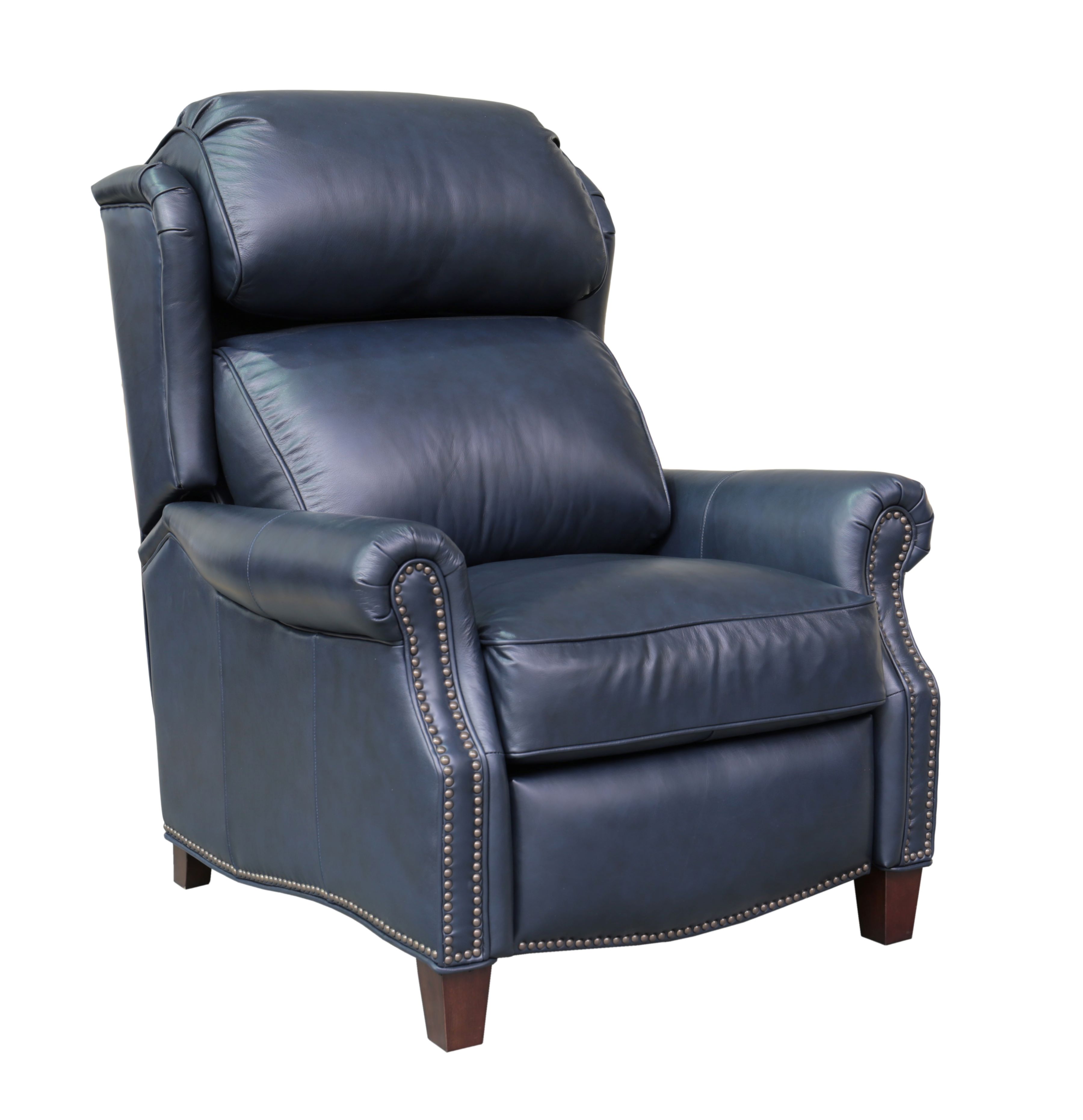 Barcalounger Meade Shoreham Blue Push Thru The Arms Recliner