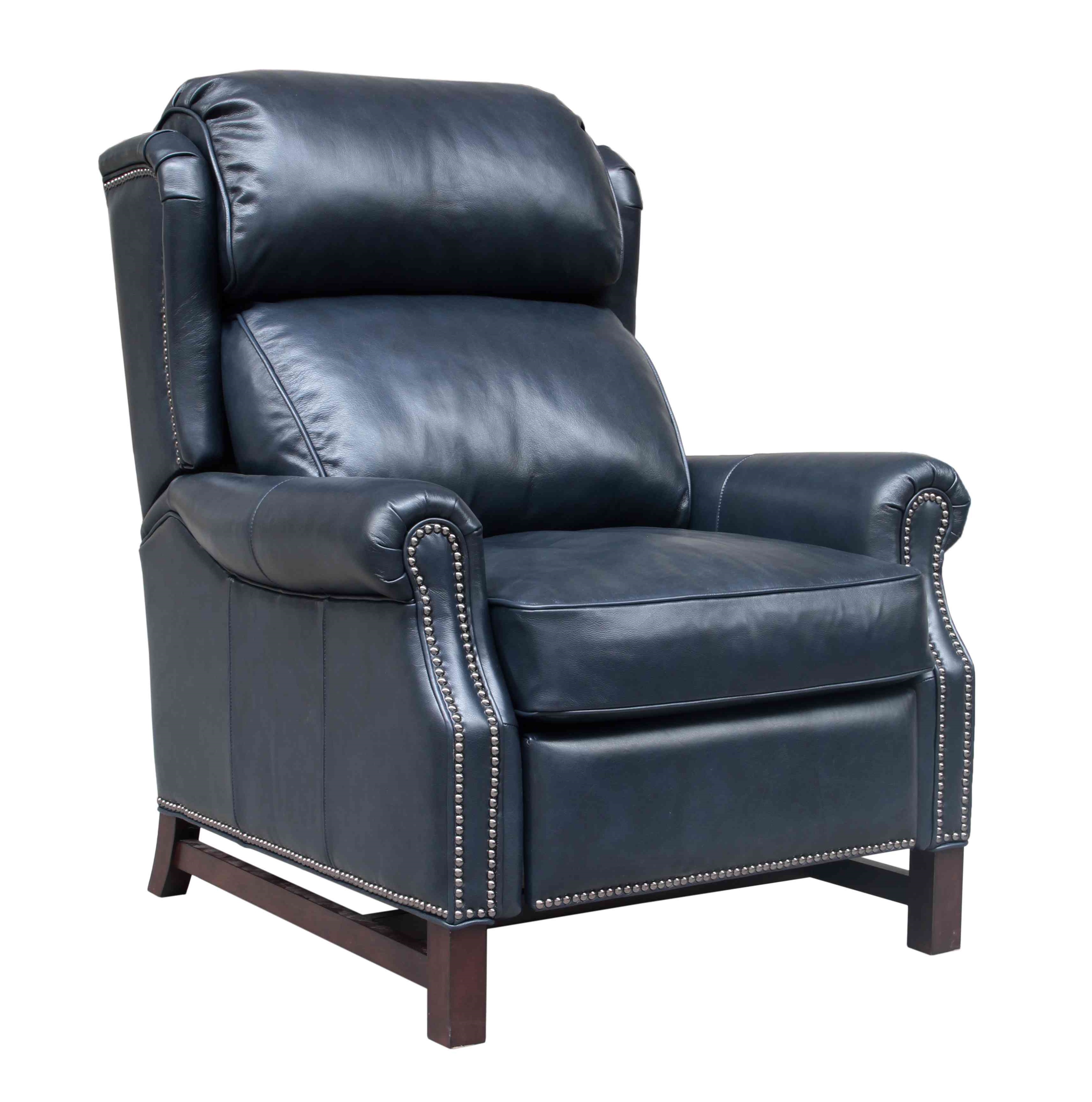 Barcalounger Thornfield Shoreham Blue Push Thru The Arms Recliner