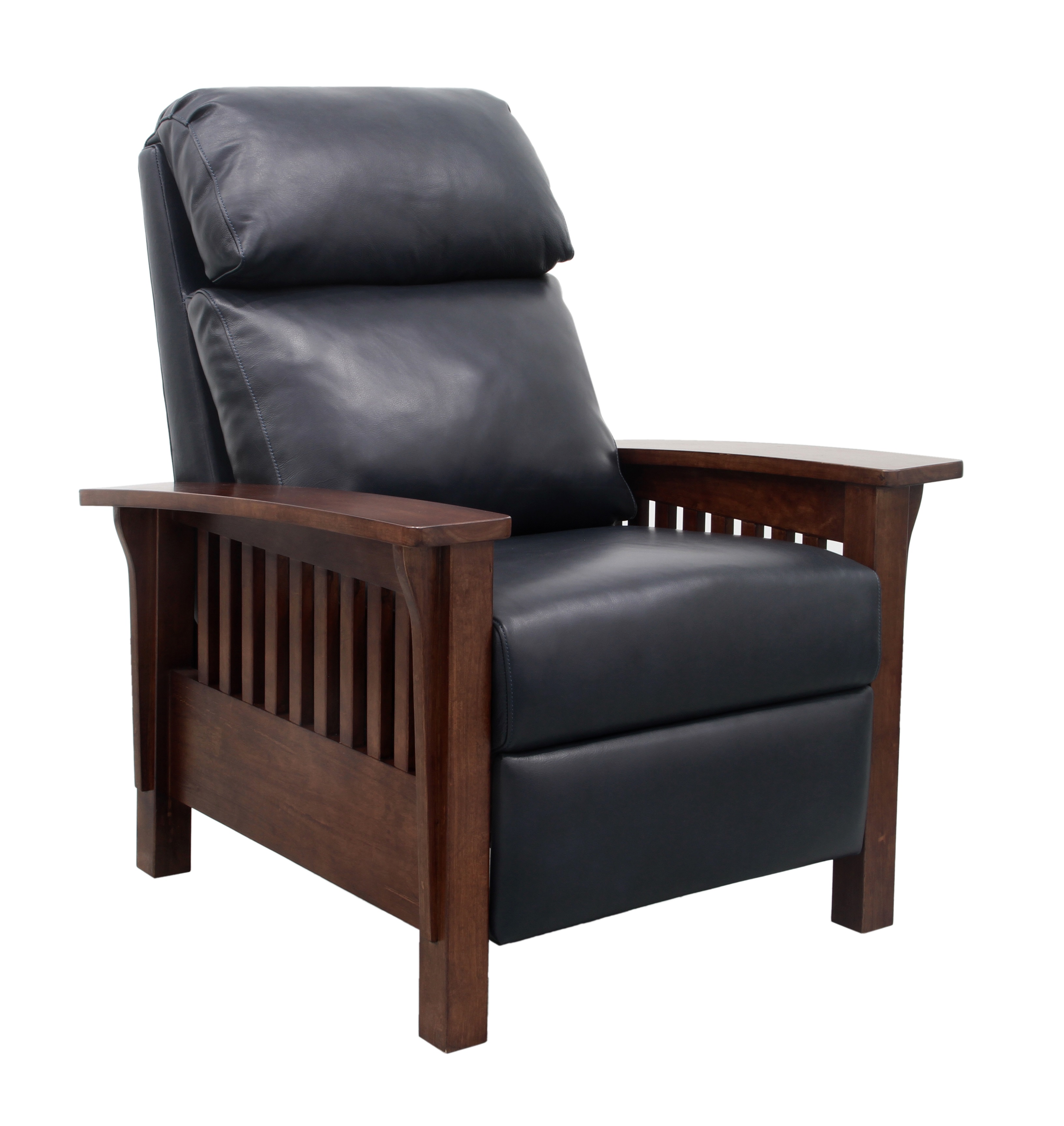 Barcalounger Mission Shoreham Blue Push Thru The Arms Recliner