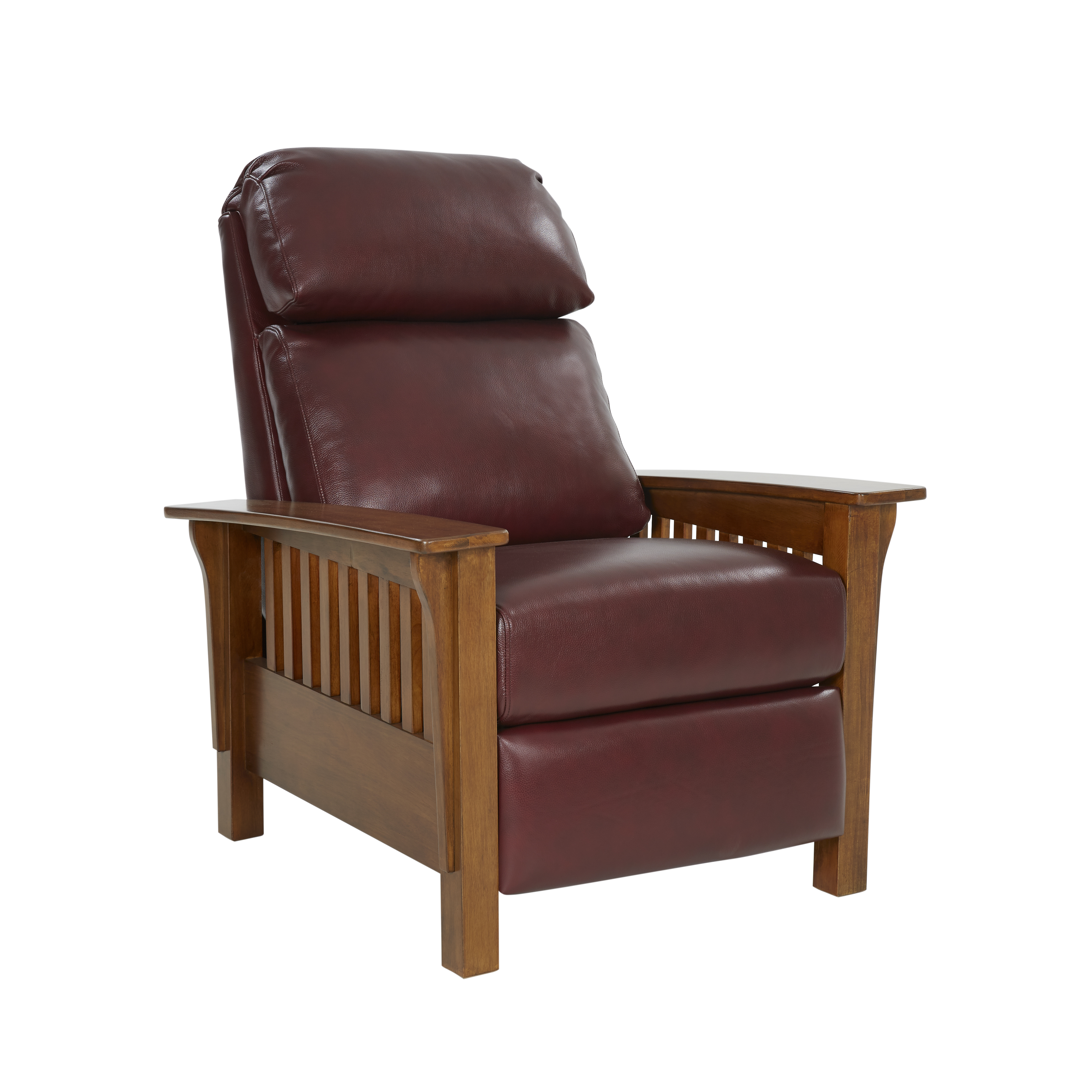 Barcalounger Mission Marisol Cabernet Push Thru The Arms Recliner