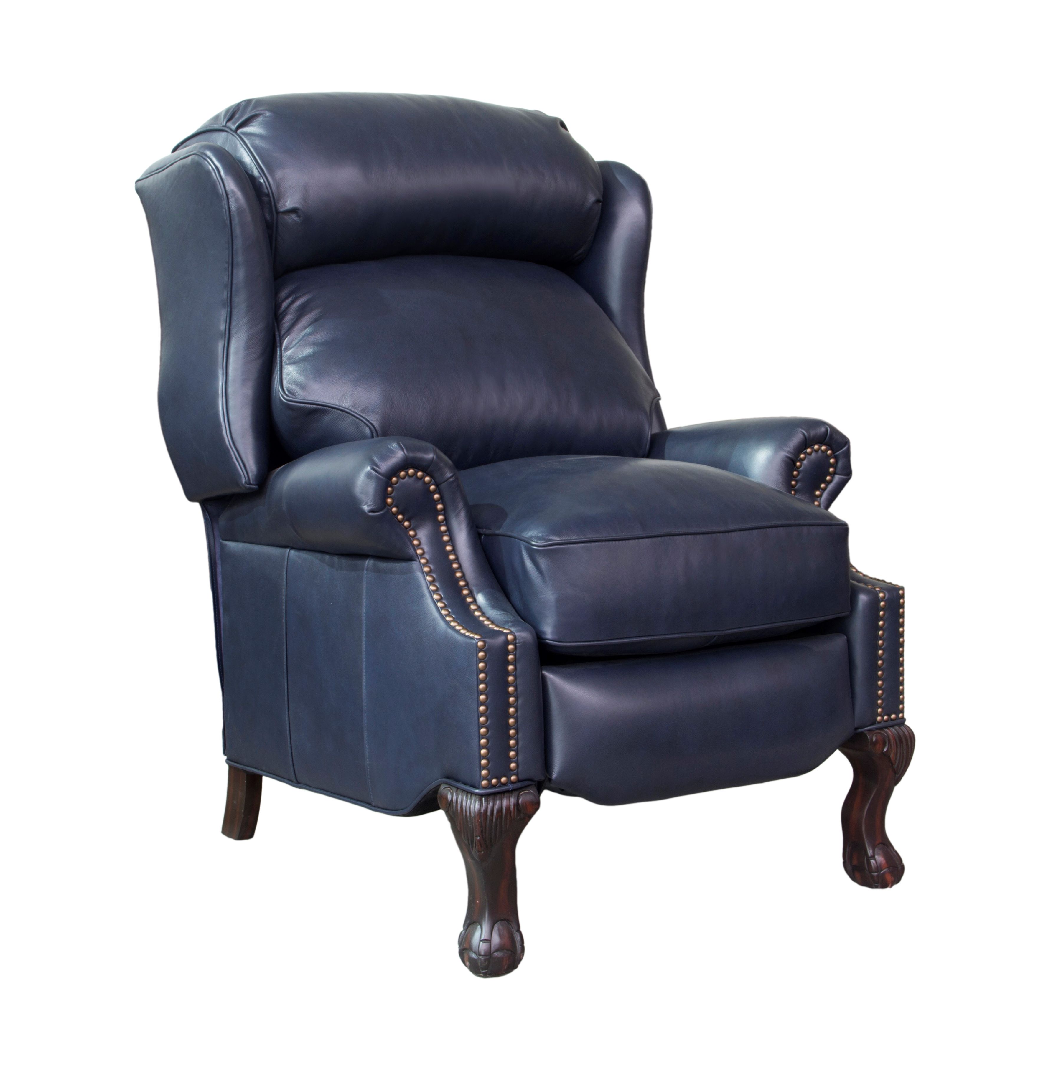 Barcalounger Danbury Shoreham Blue Push Thru The Arms Recliner