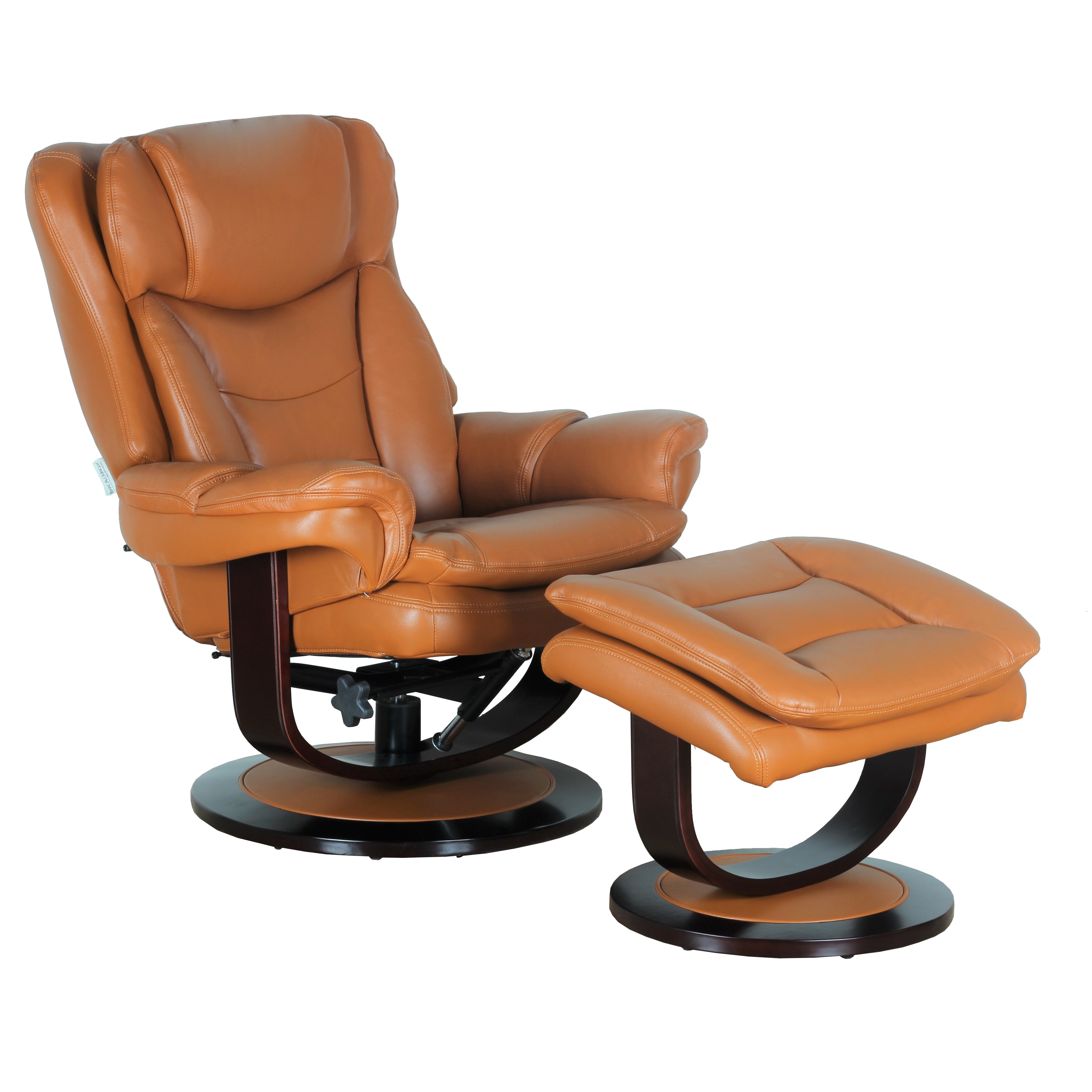 Barcalounger Roscoe Roman Orange Swivel Recliner with Ottoman