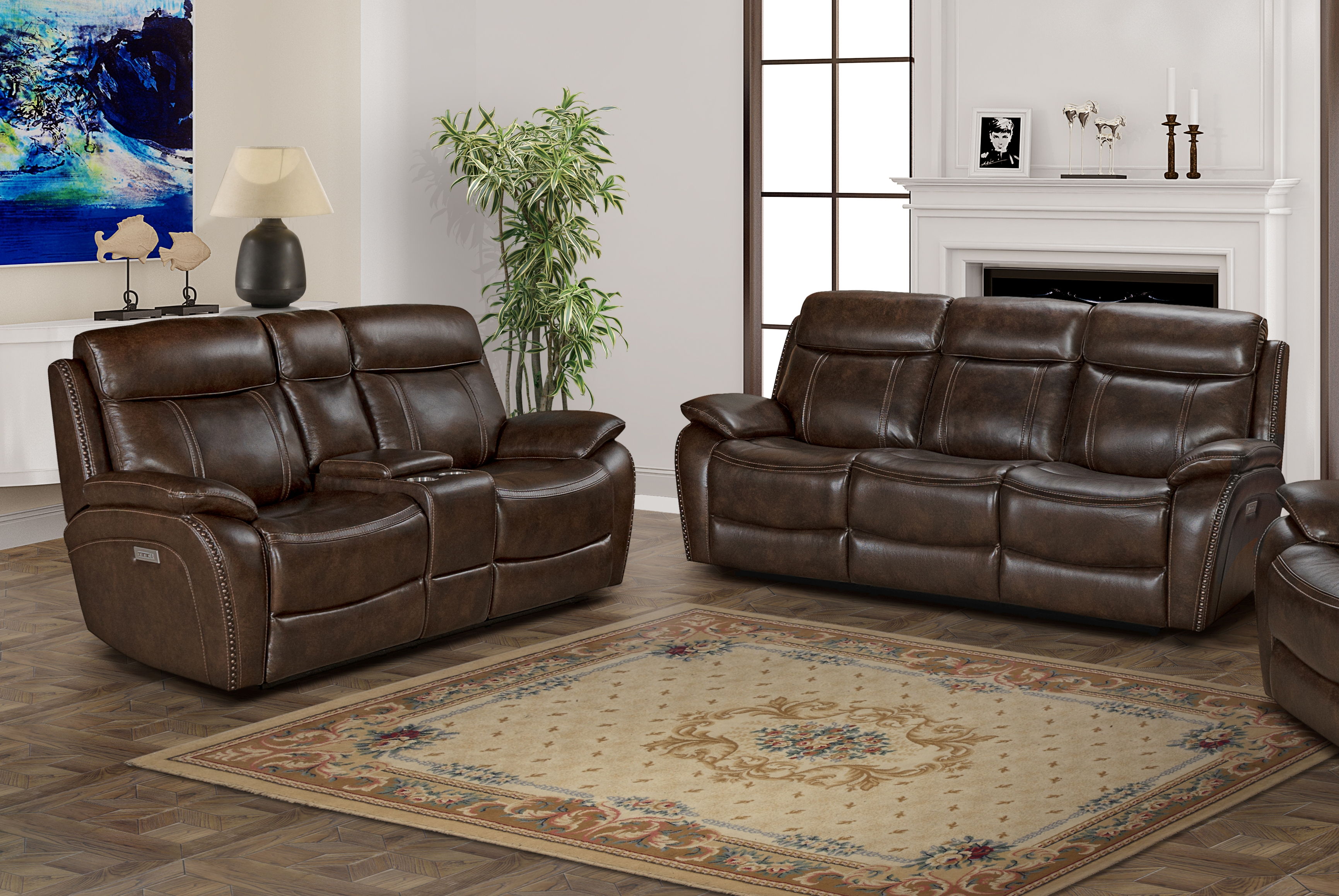 Barcalounger Sandover Tri Tone Chocolate 2pc Power Living Room Set