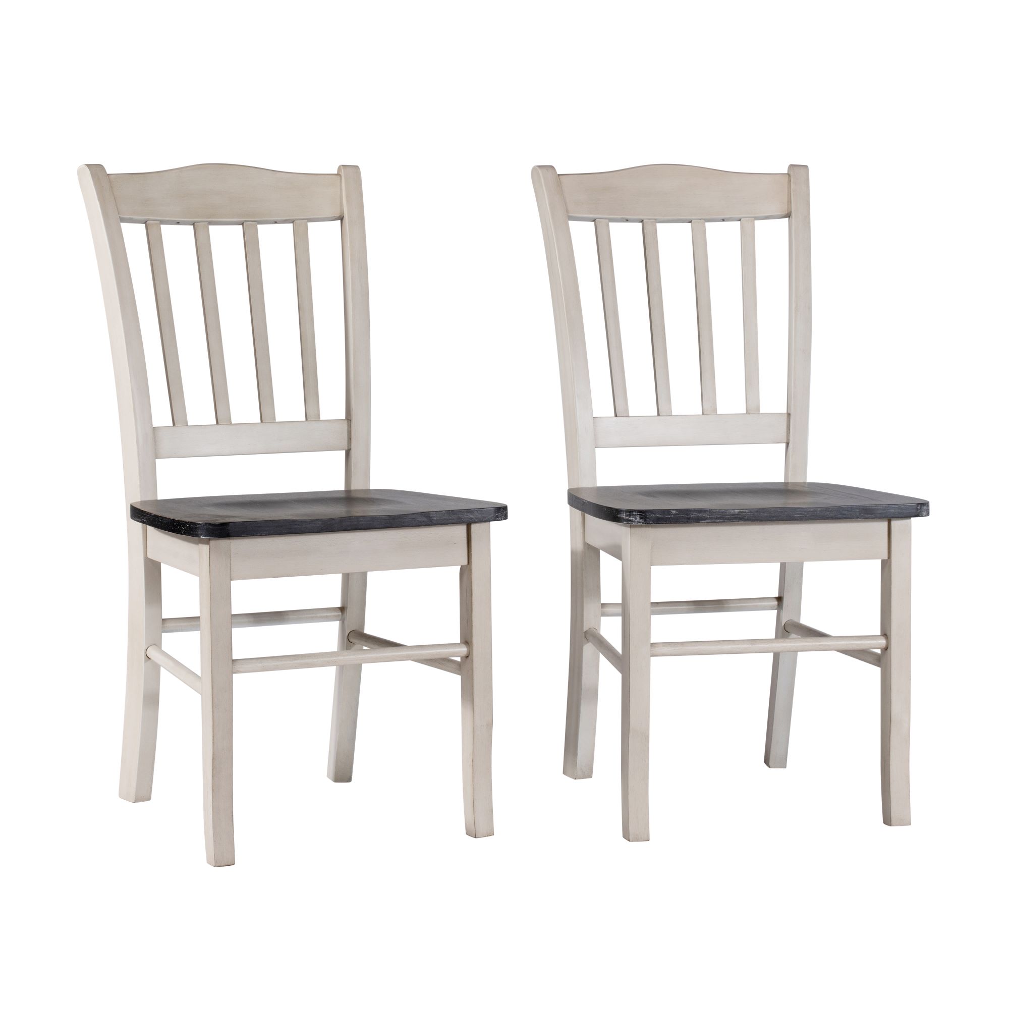 2 Boraam Shaker European Black Ash Antique White Dining Chairs