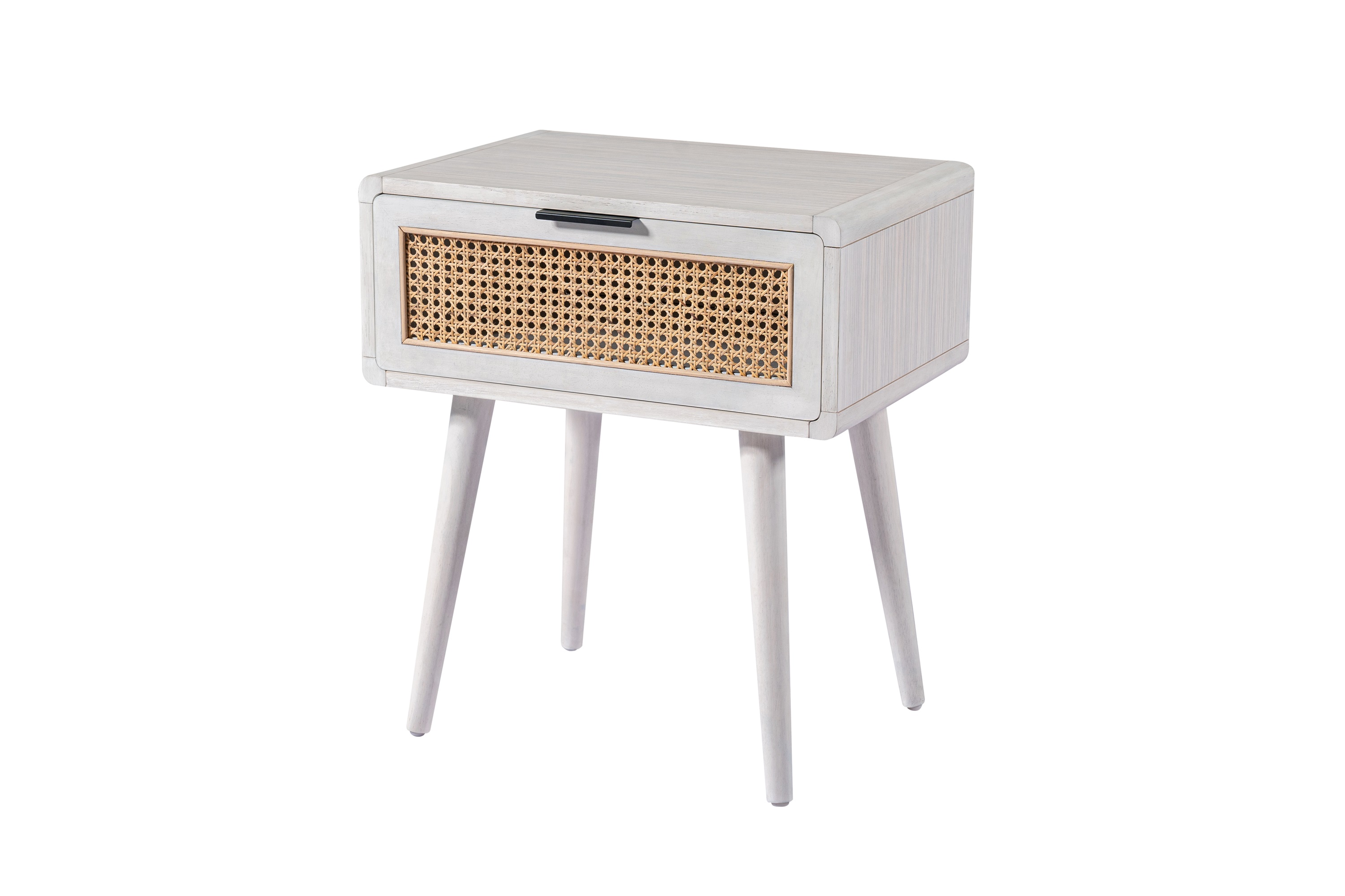 Boraam Cambria White Wash Natural Cane End Table