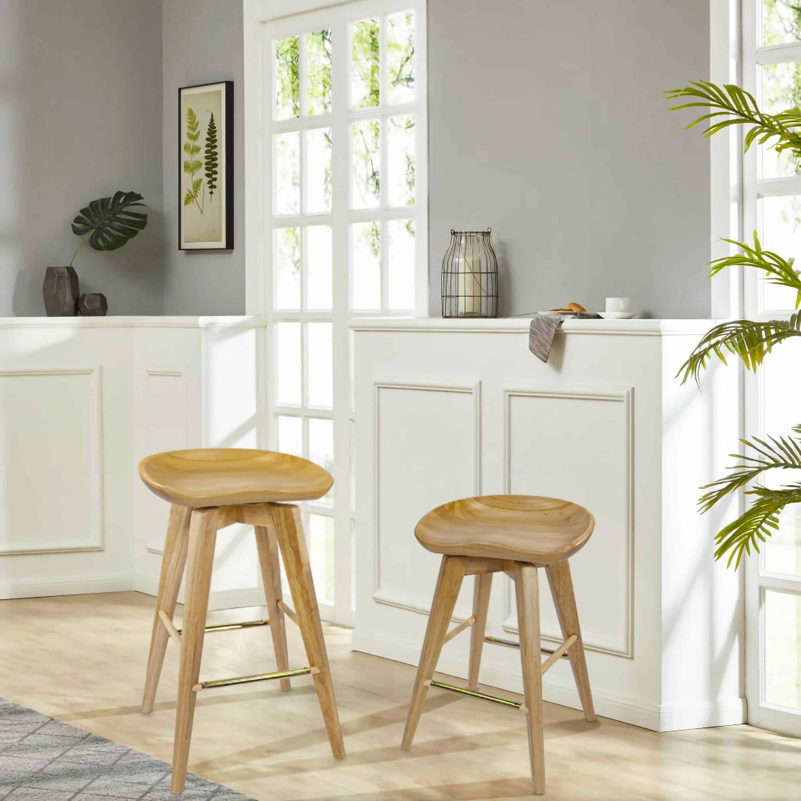 Boraam Bali Natural 24 Inch Backless Swivel Counter Stool