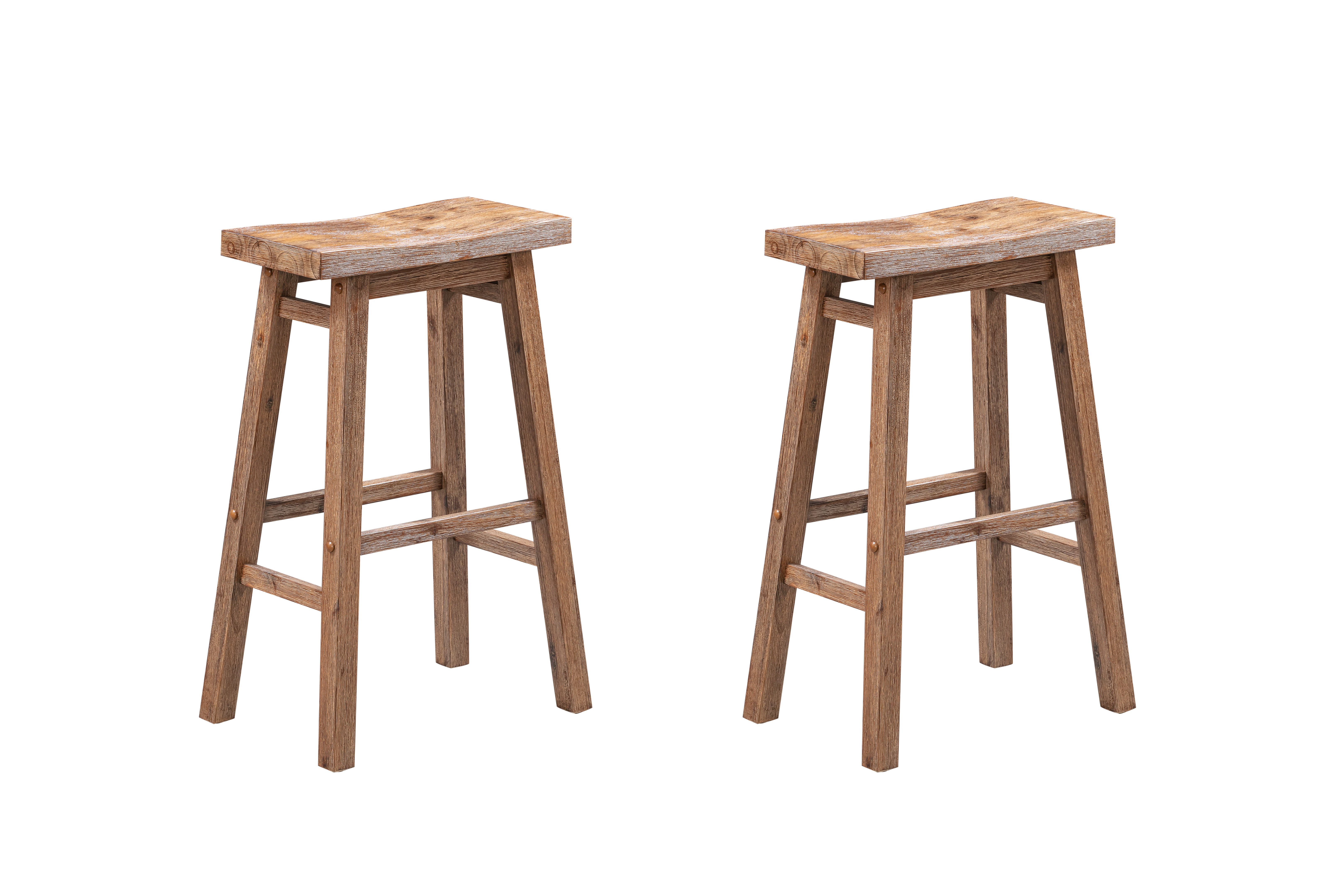 2 Boraam Sonoma Barnwood Wire Brush 29 Inch Backless Saddle Bar Stools