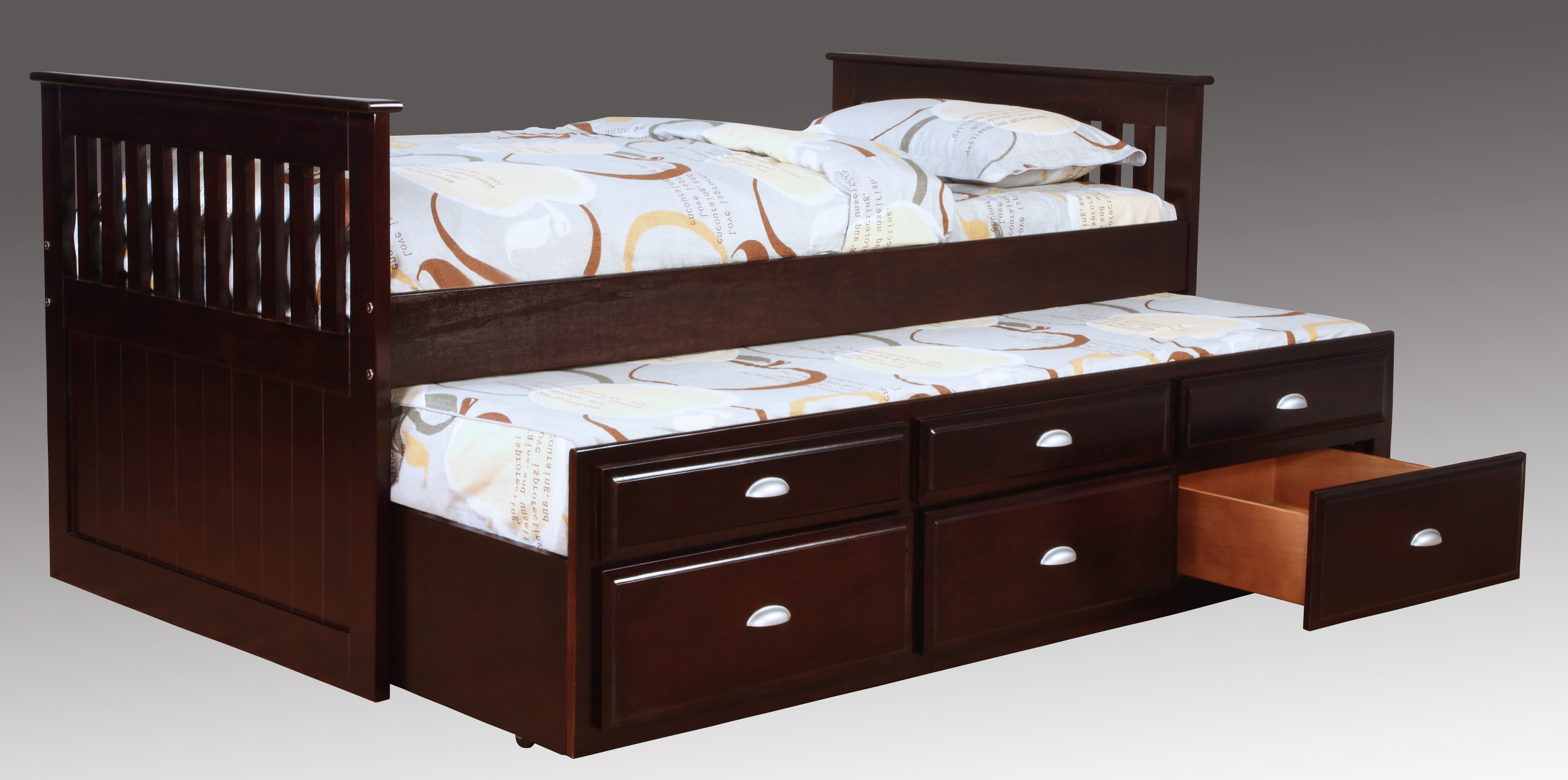 Bernold Living Logans Merlot Captains Twin Trundle Storage Bed