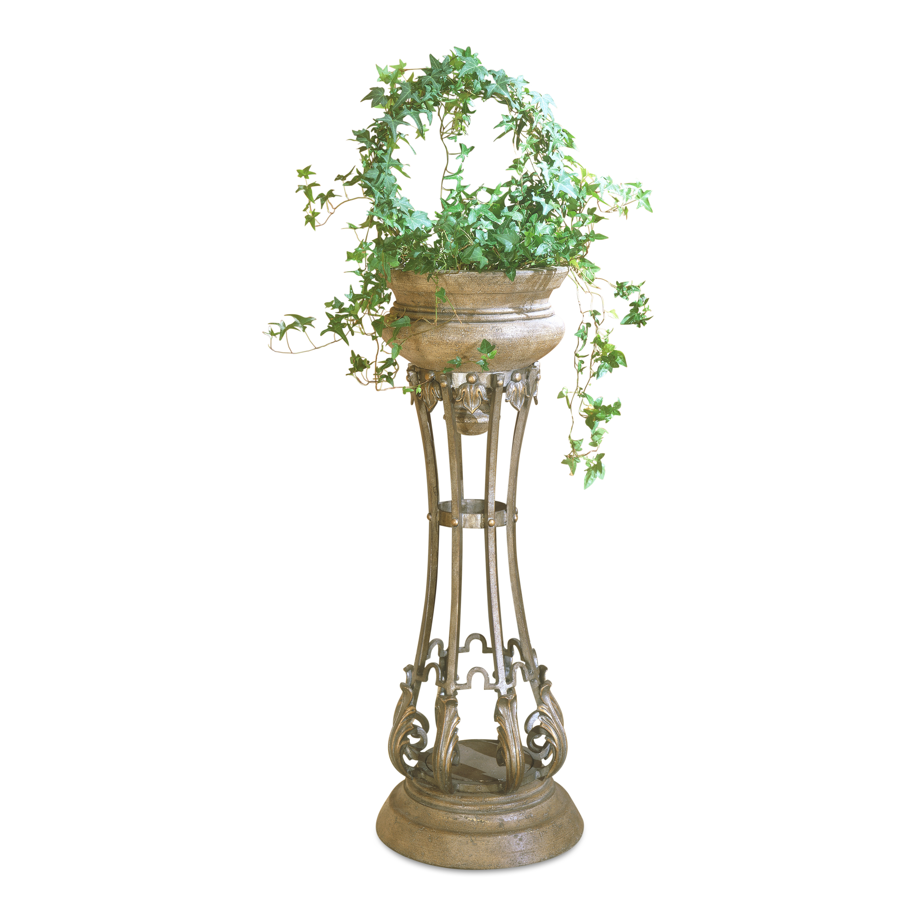 Butler Specialty Budapest Metal And Stone Gold Pedestal Planter