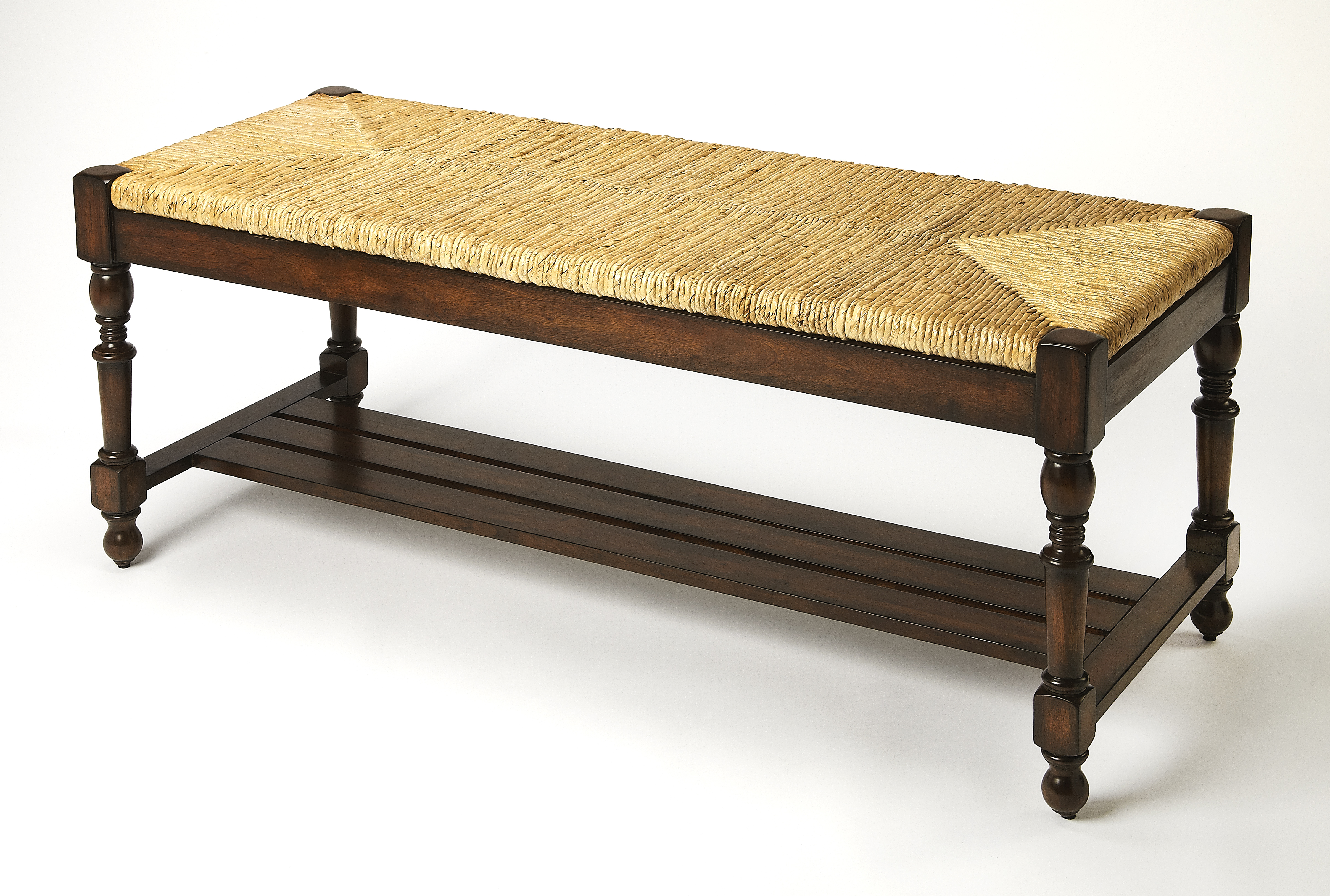 Butler Specialty Ravello Dark Brown Rectangular Woven Wicker Backless Bench