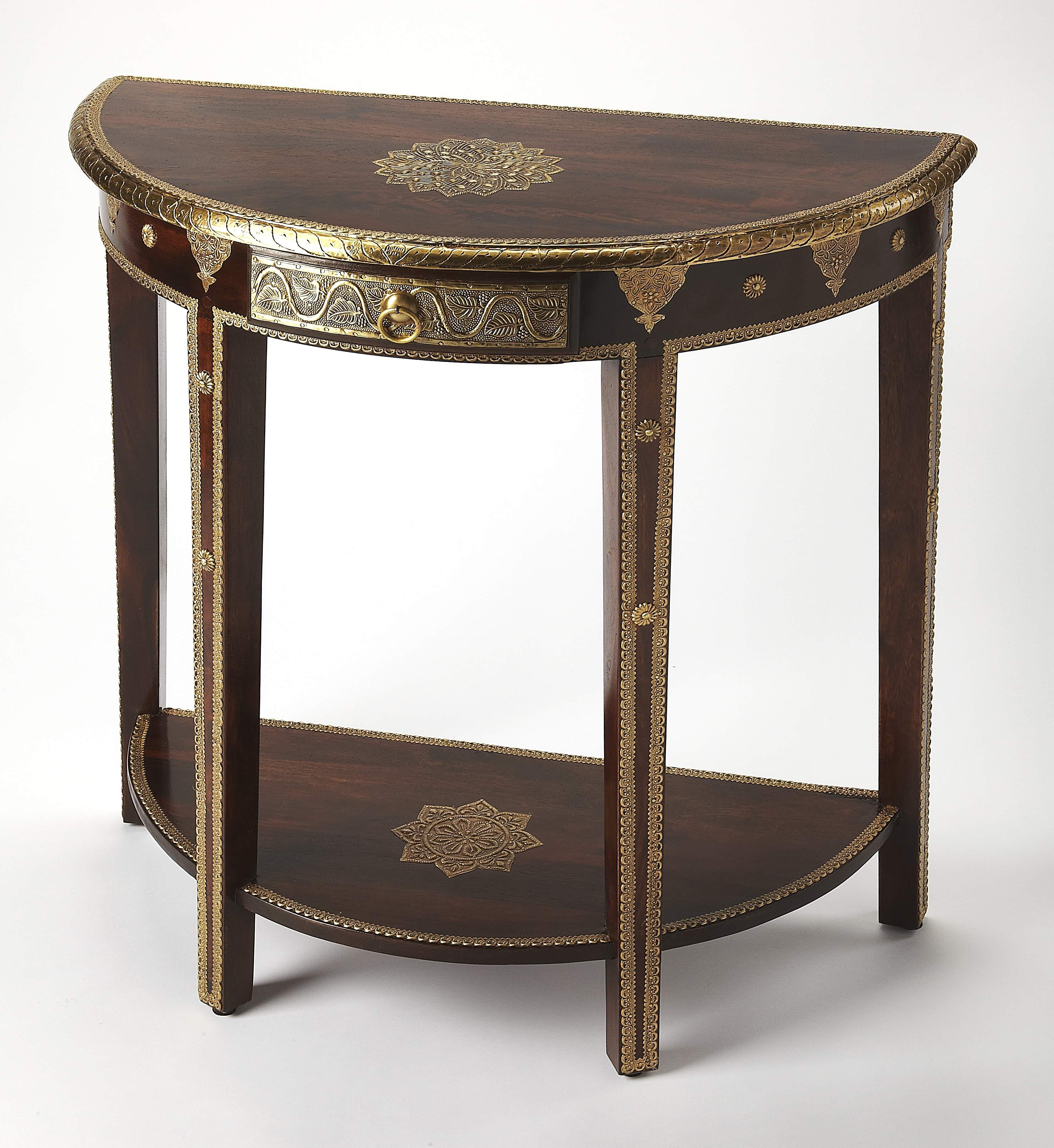 Butler Specialty Artifacts Ranthore Dark Brown Demilune Console Table